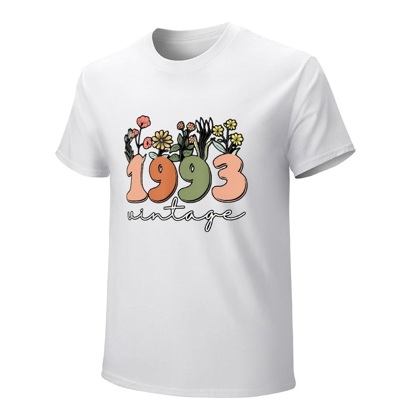 Inkmay Casual Cotton T-shirt Vintage Floral Numbers On Black Background Unisex T-shirtTrueFit Recycled T-Shirt