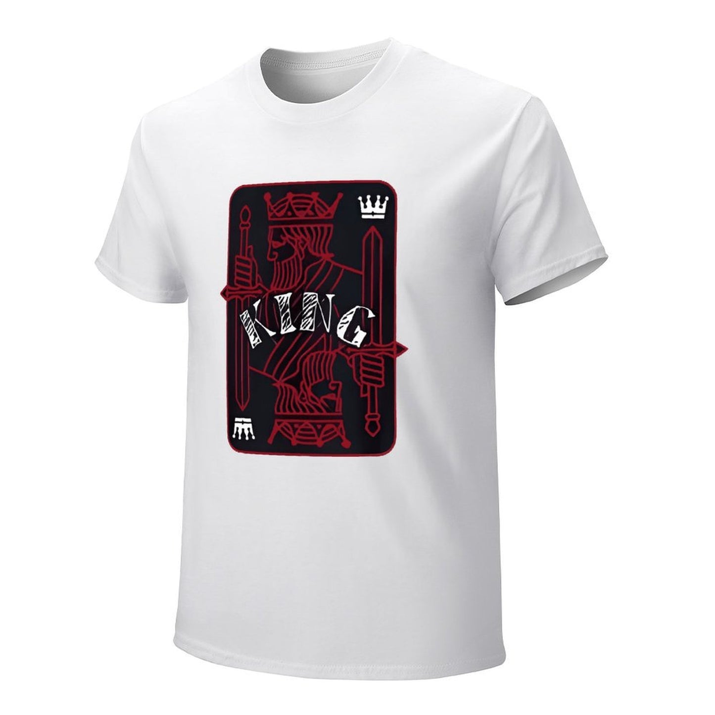 Inkmay Casual Cotton T-shirt King Card Design With Swords Unisex T-shirtSimple YearRound T-Shirt
