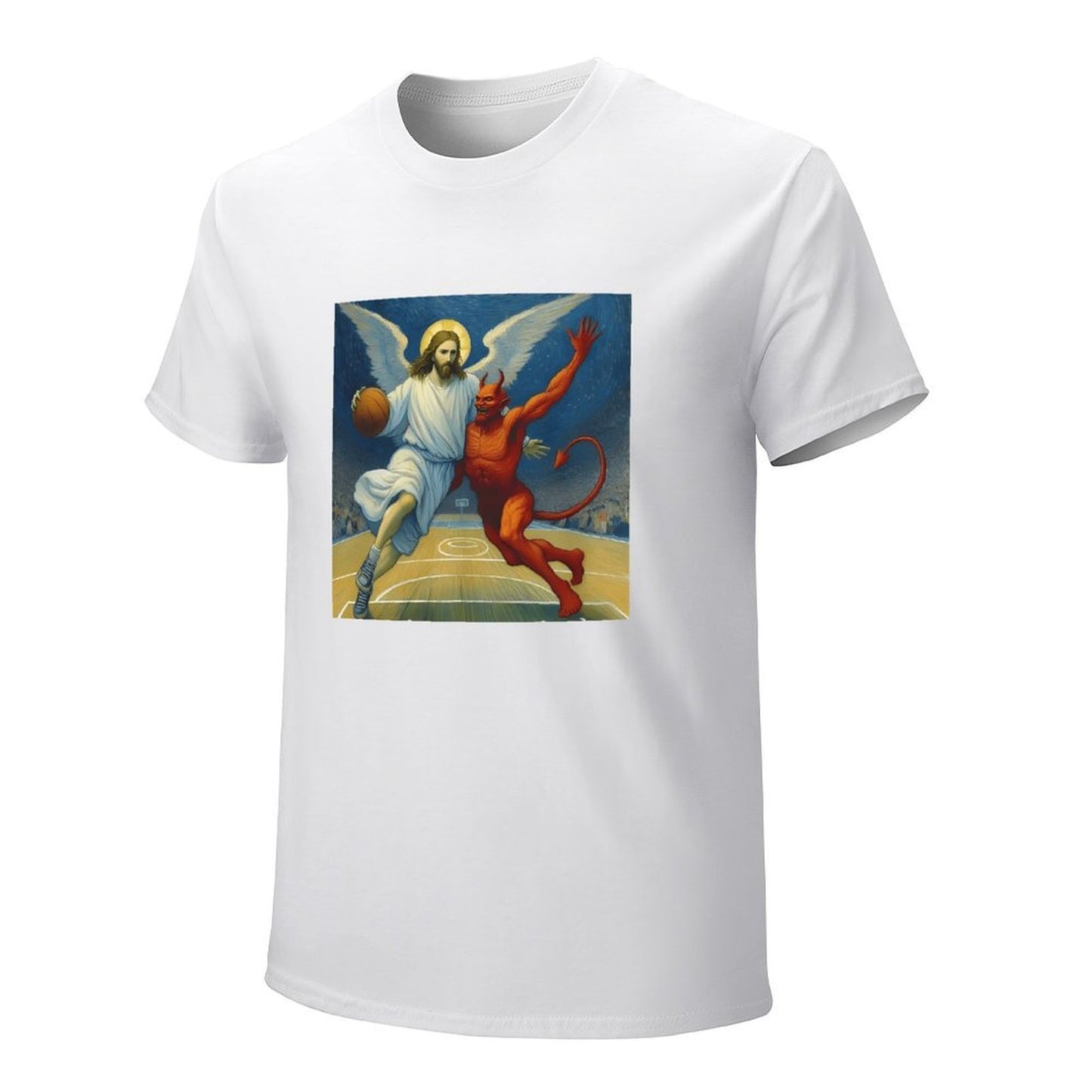 Inkmay Casual Cotton T-shirt Basketball Jesus Versus Devil On Court Unisex T-shirtEssential Regular T-Shirt