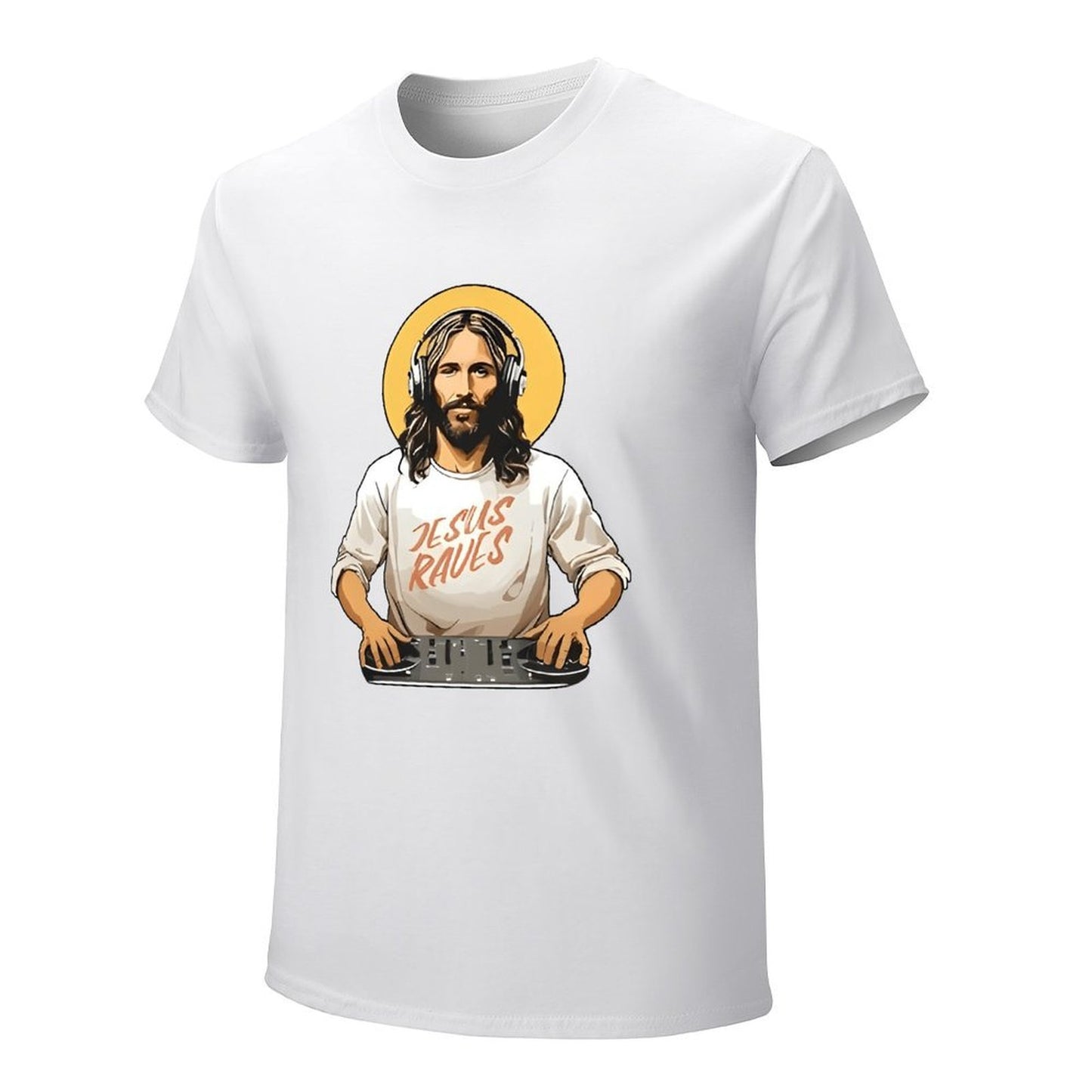 Inkmay Casual Cotton T-shirt Jesus Wears Headphones And Tshirt Unisex T-shirtSport Modern T-Shirt