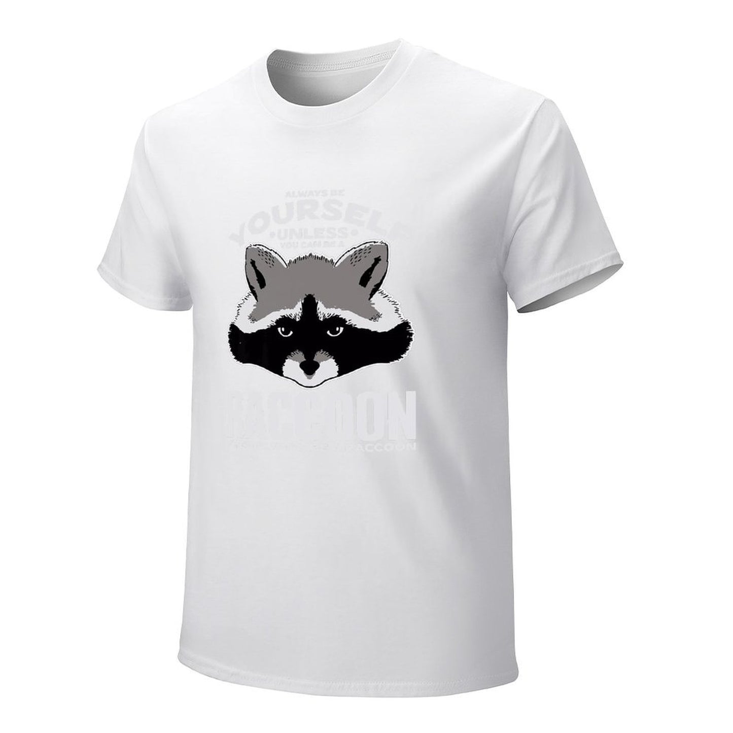 Inkmay Casual Cotton T-shirt Raccoon Face With Text Overlay Unisex T-shirt