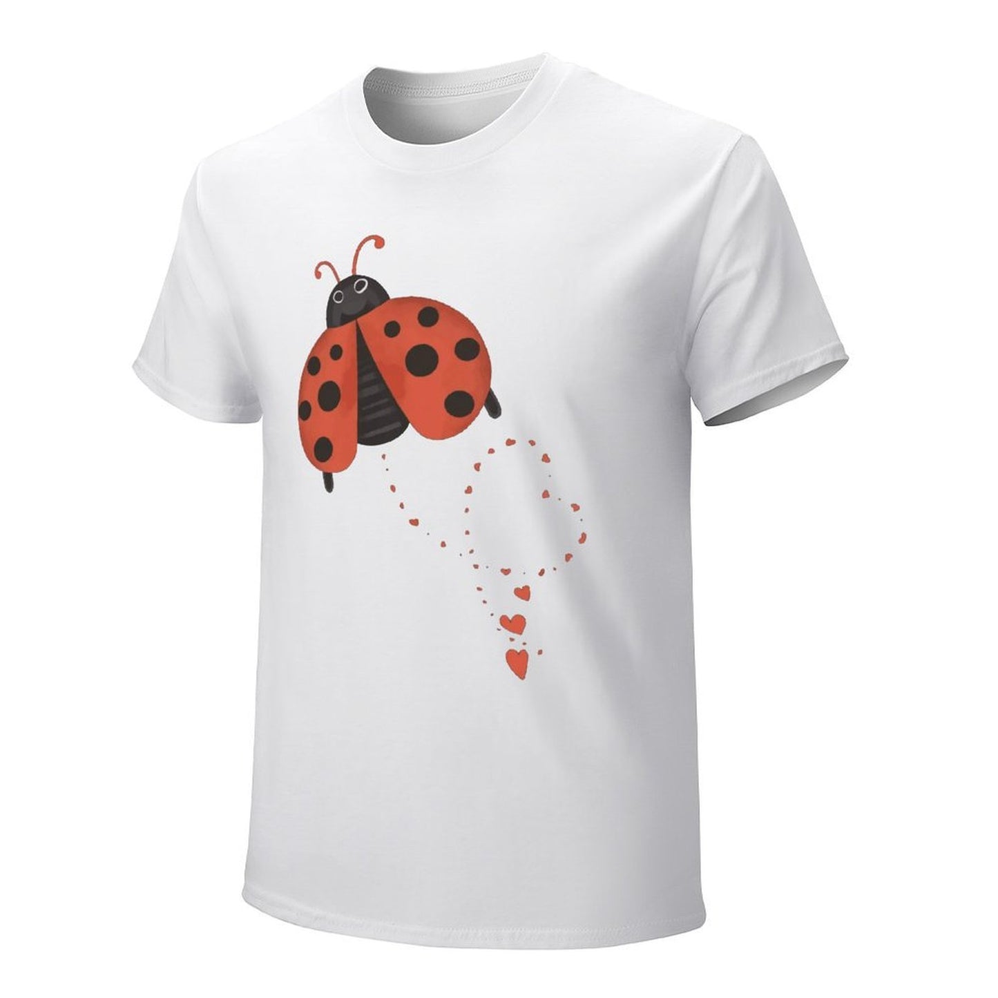 Inkmay Casual Cotton T-shirt Ladybug Pattern With Hearts And Spots Unisex T-shirtSoftWear Recycled T-Shirt