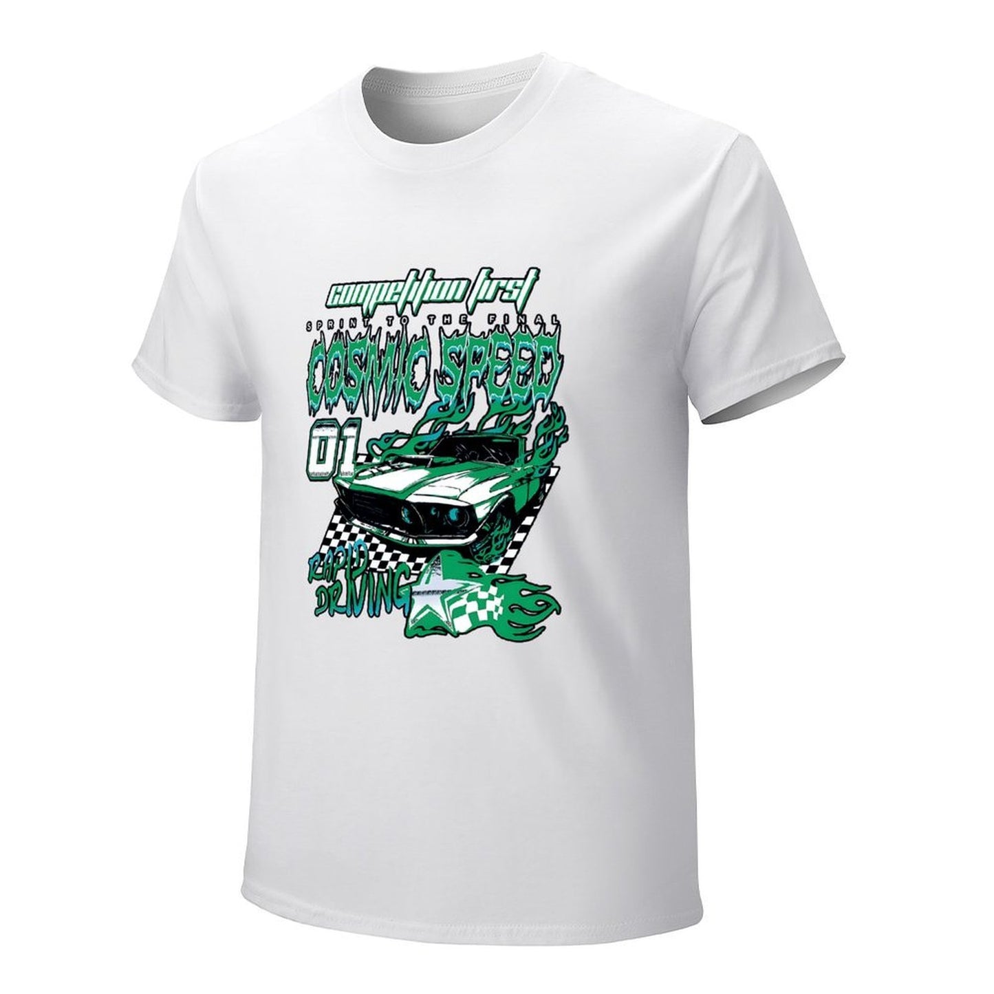 Inkmay Casual Cotton T-shirt Cosmic Speed Car Racing Design Art Unisex T-shirtHeat-Transfer Comfort T-Shirt