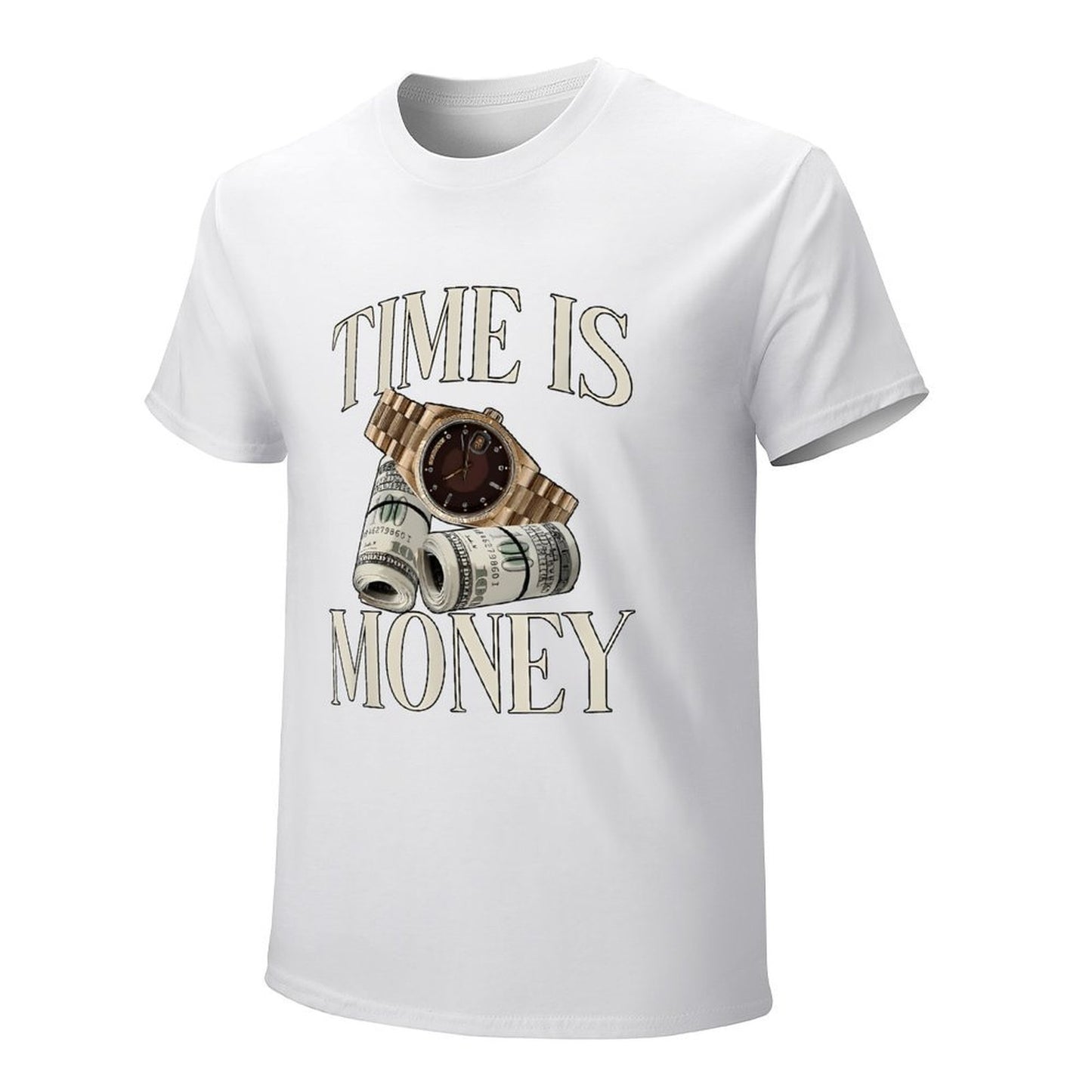 Inkmay Casual Cotton T-shirt Time Is Money Watch And Dollars Unisex T-shirtRetro Original T-Shirt