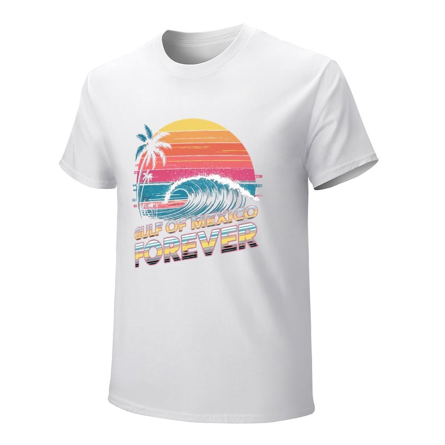 Inkmay Casual Cotton T-shirt Gulf Of Mexico Forever Pattern Print Unisex T-shirtEasy-Care Lightweight T-Shirt