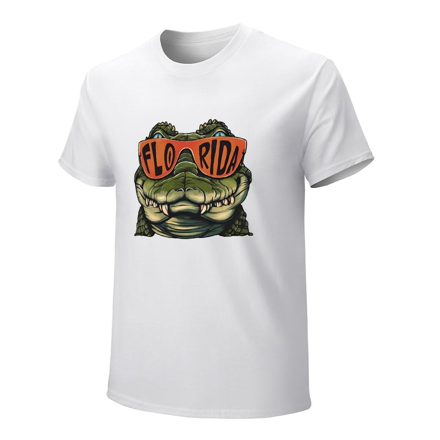 Inkmay Casual Cotton T-shirt Alligator Wearing Sunglasses With Florida Print Unisex T-shirtClassic Fit PremiumSeries T-Shirt
