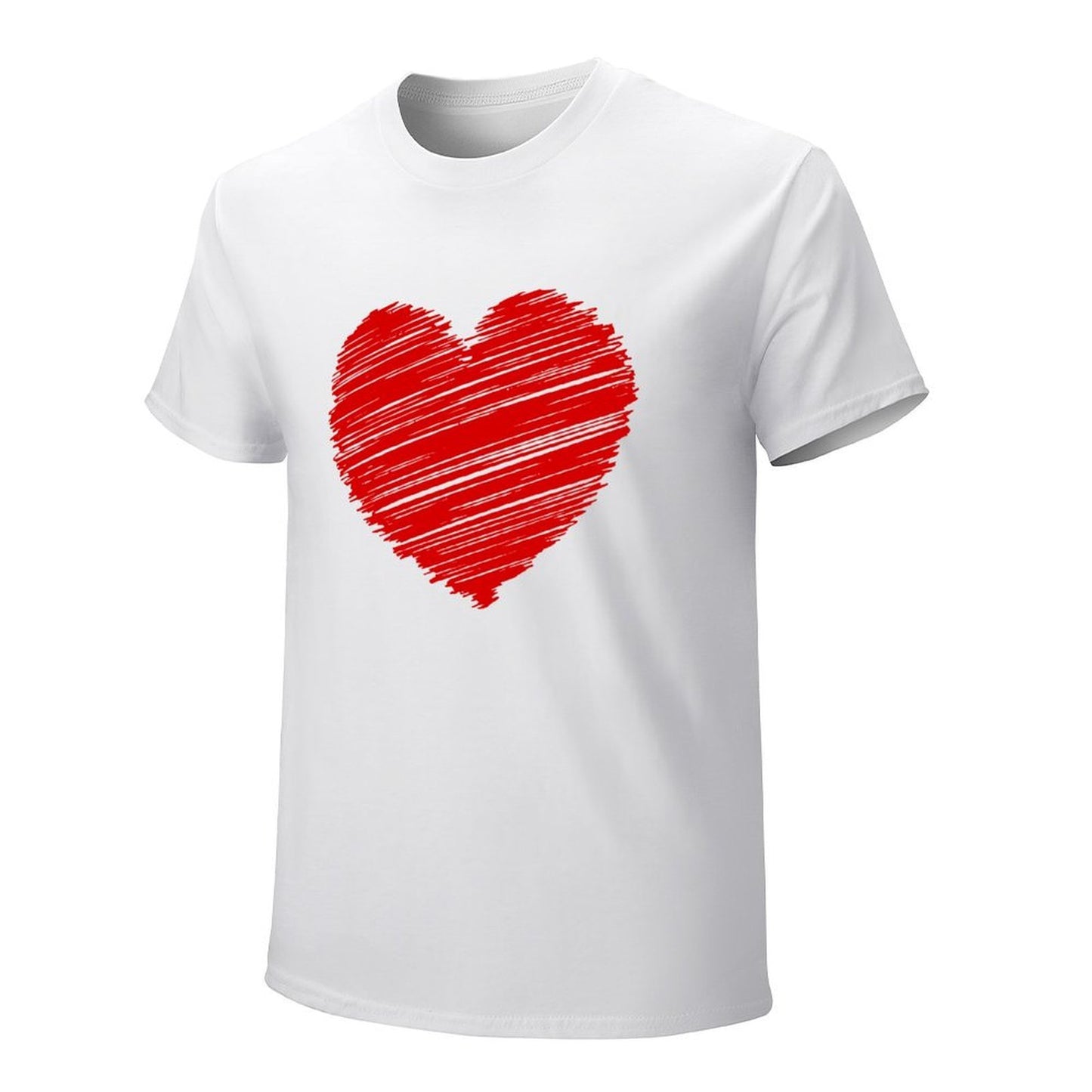 Inkmay Casual Cotton T-shirt Solid Red Background With White Corner Unisex T-shirtWrinkle-Free Outdoor T-Shirt