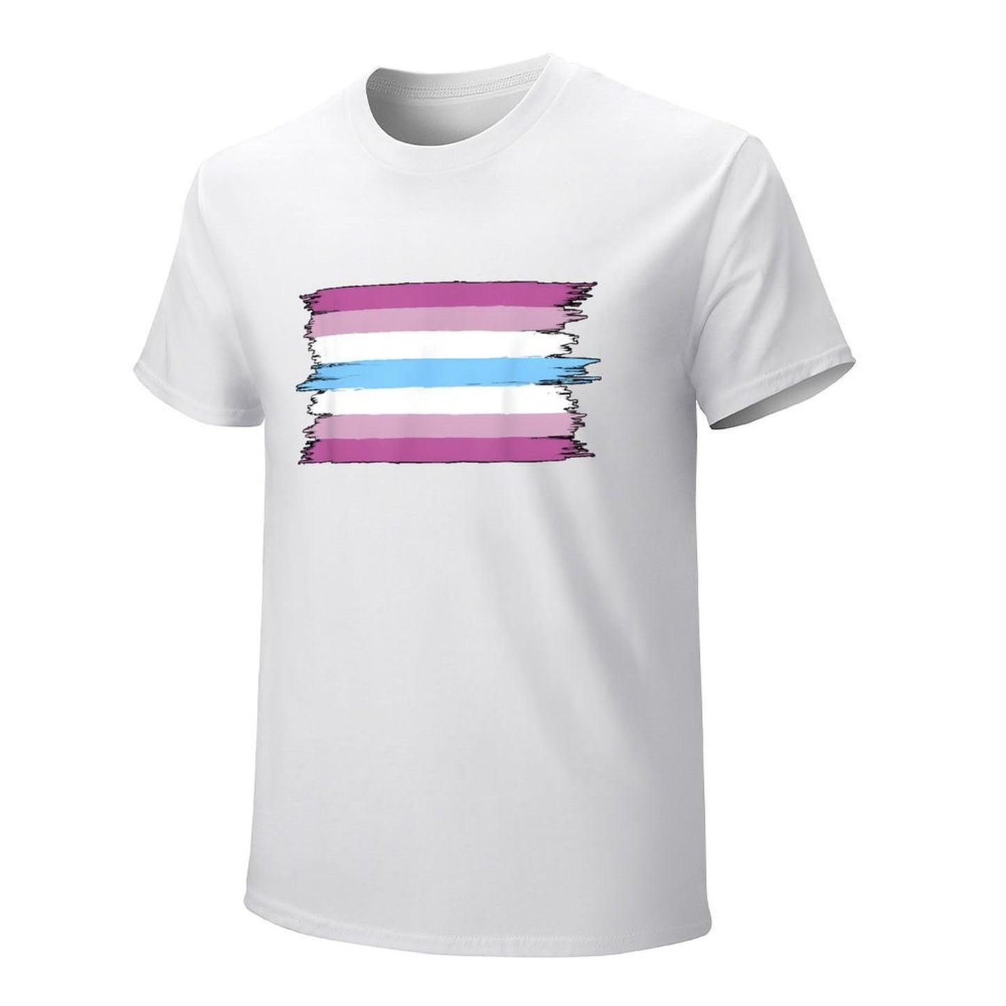 Inkmay Casual Cotton T-shirt Transgender Flag Colors Painted Brushstrokes Unisex T-shirtStreetLine ClassicLine T-Shirt