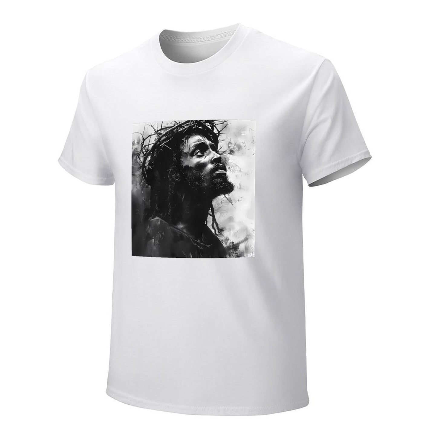 Inkmay Casual Cotton T-shirt Artistic Jesus With Crown Of Thorns Unisex T-shirtClassic Fit Crisp Print T-Shirt