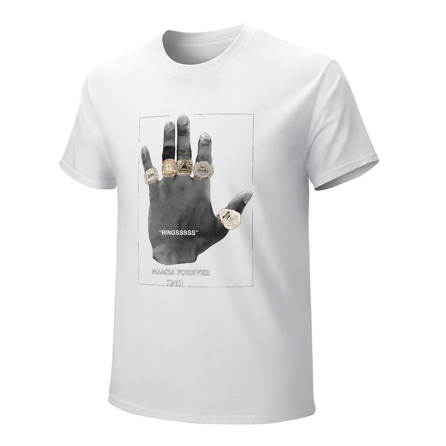 Inkmay Casual Cotton T-shirt Hand Holding Rings Mamba Forever Und Unisex T-shirtPlain Fade-Resistant T-Shirt
