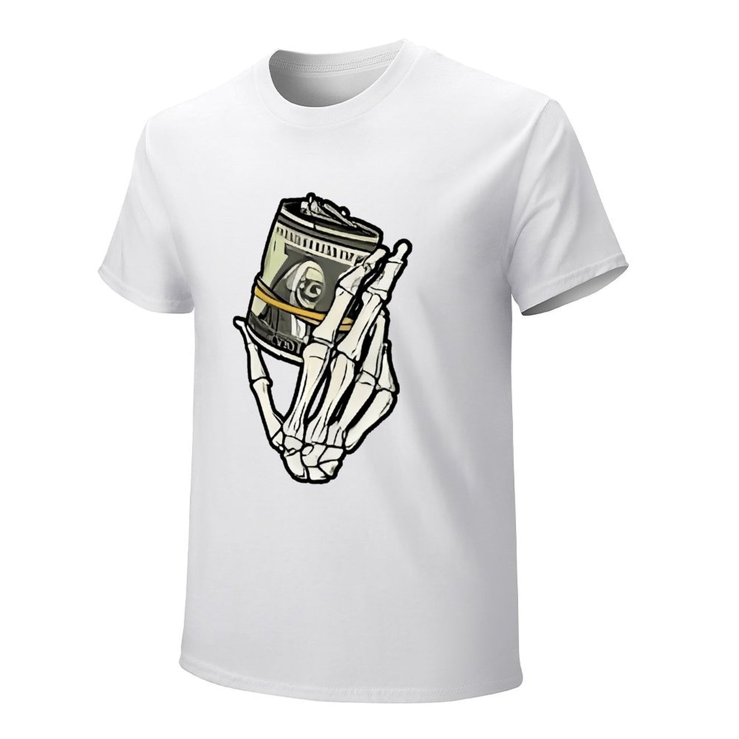 Inkmay Casual Cotton T-shirt Skeleton Hand Holding Film Roll Art Unisex T-shirtChill Colorfast T-Shirt