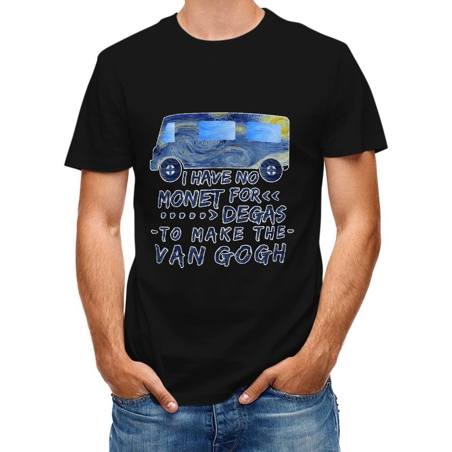 Inkmay Casual Cotton T-shirt Van Gogh Inspired Van Art Print Unisex T-shirtTrueStyle BasicSeries T-Shirt