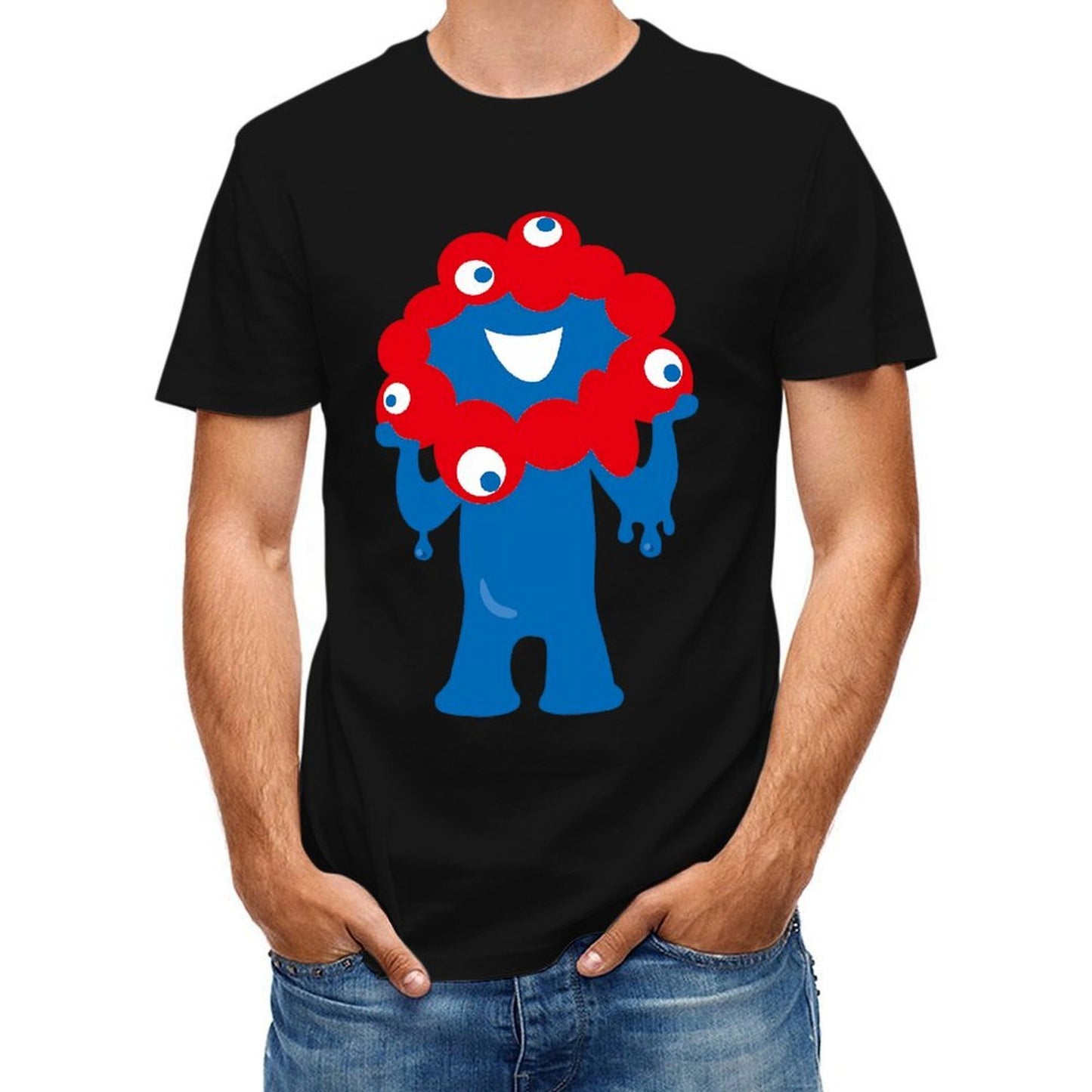 Inkmay Casual Cotton T-shirt Blue Creature With Red Spots Unisex T-shirtEverydayComfort Heritage T-Shirt