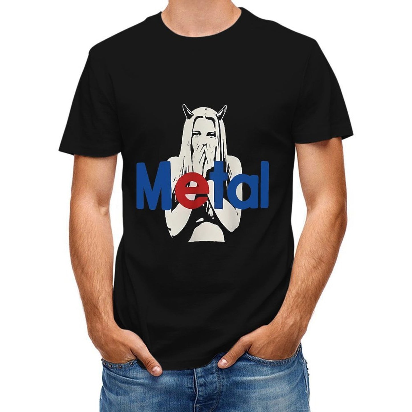 Inkmay Casual Cotton T-shirt Metal Art Print With Devil Design Unisex T-shirtPureStyle ClassicLine T-Shirt