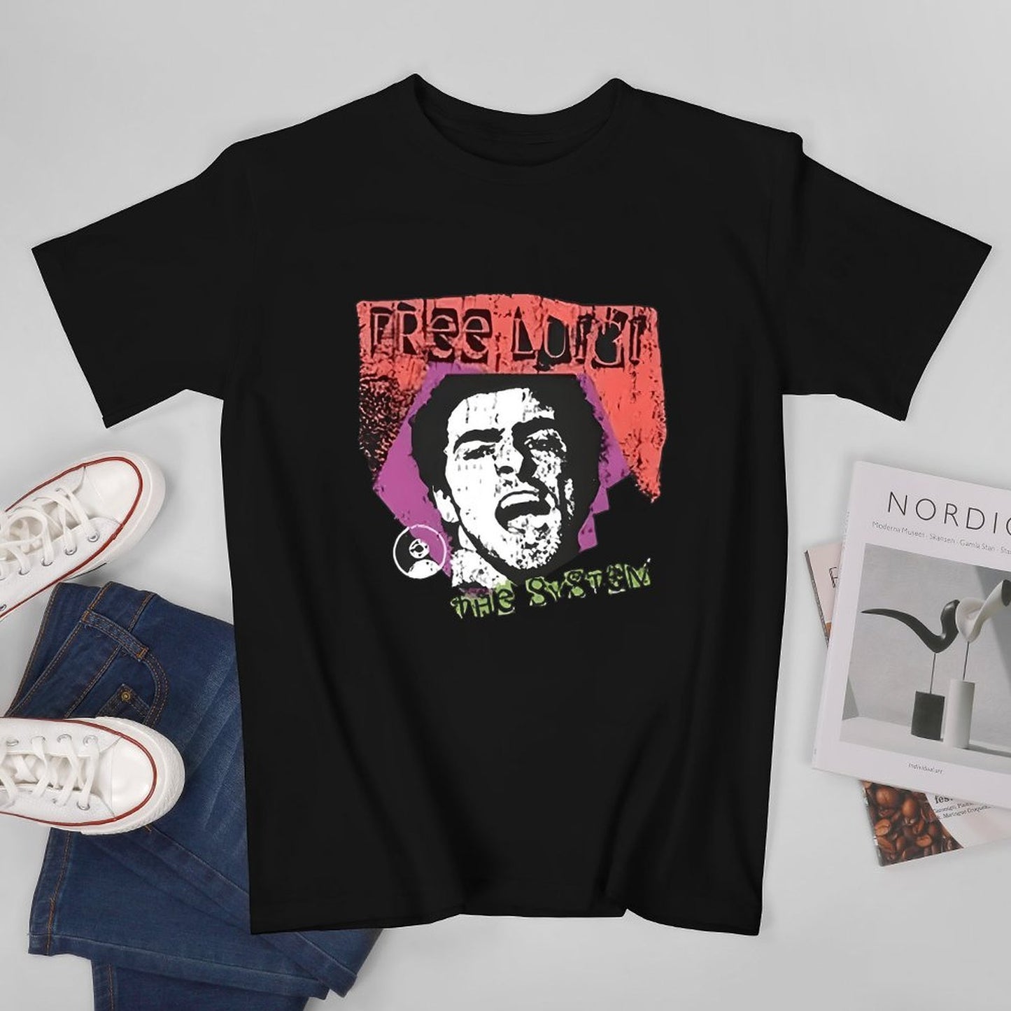 Inkmay Casual Cotton T-shirt Free Luci The System Artwork Unisex T-shirtSoft Colorfast T-Shirt