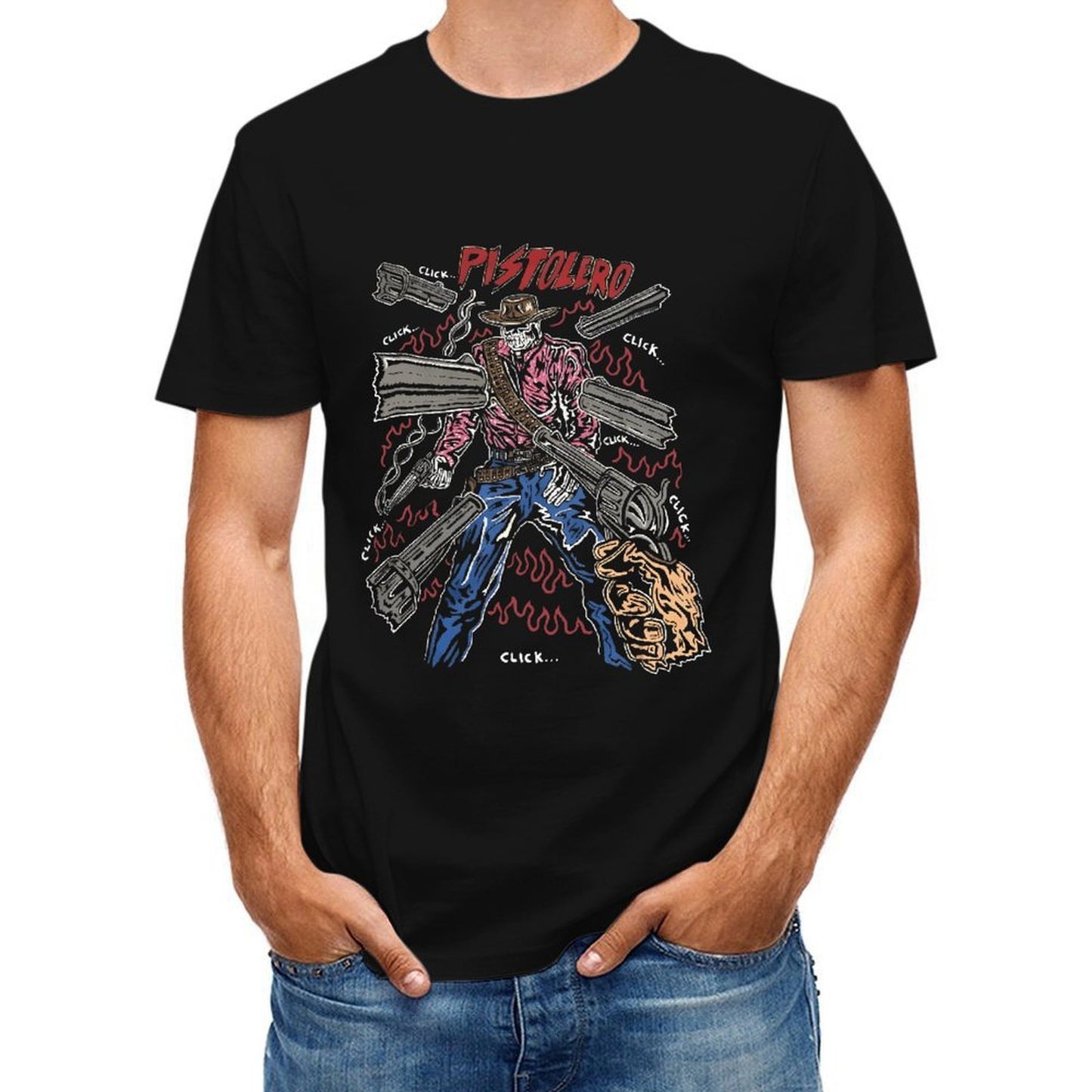 Inkmay Casual Cotton T-shirt Cowboy With Guns And Bandana Unisex T-shirtEasyStyle Studio T-Shirt