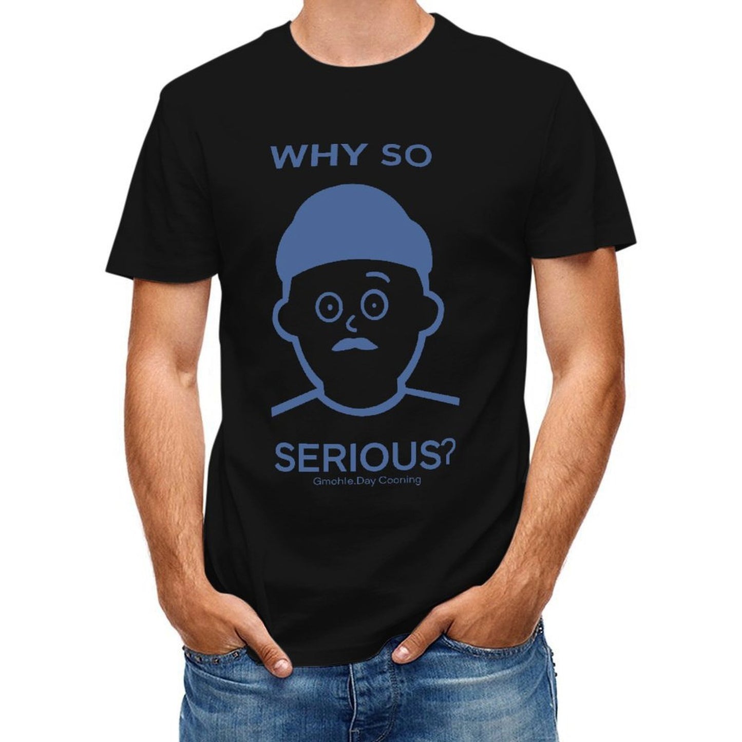 Inkmay Casual Cotton T-shirt Solid Blue Background No Pattern Prints Unisex T-shirt