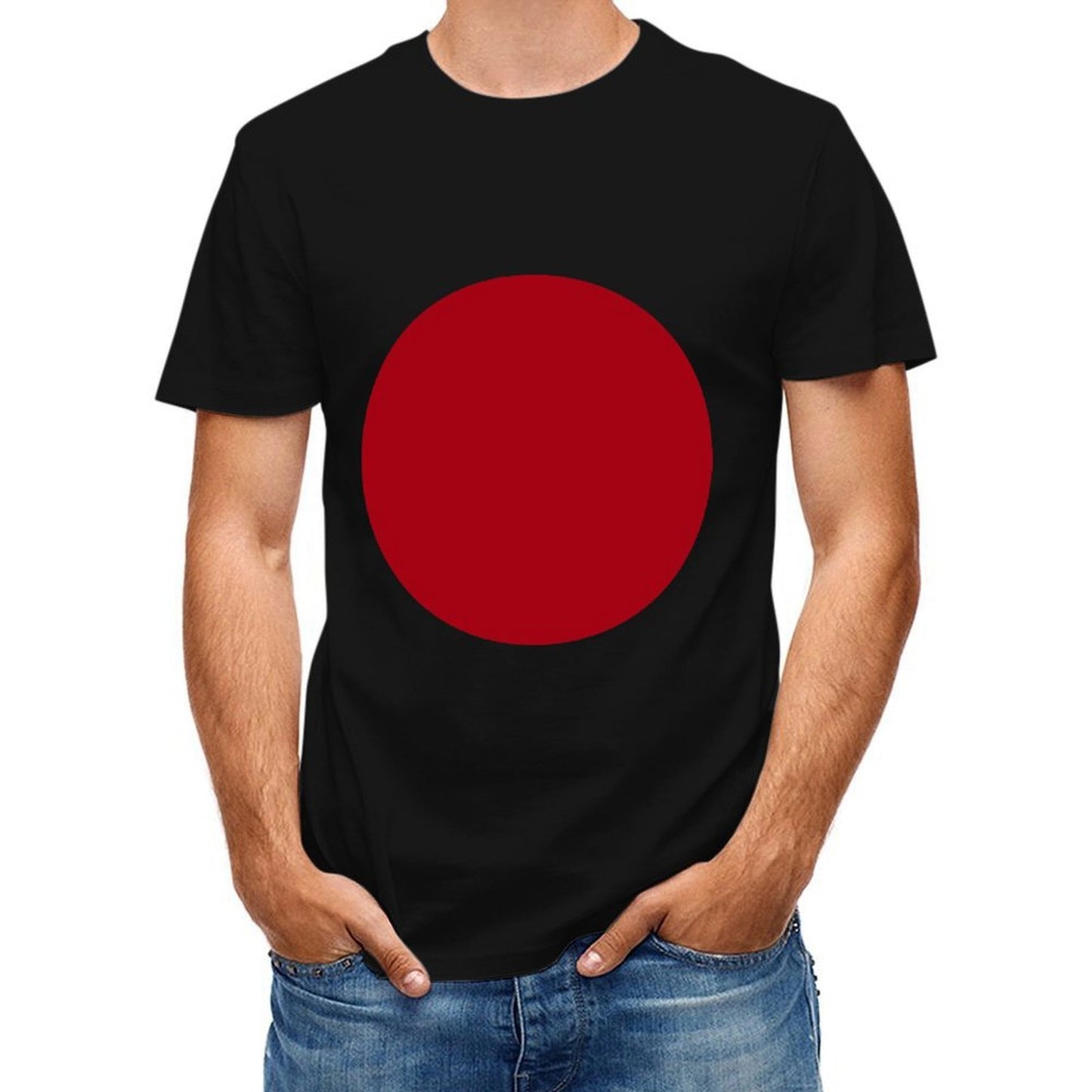 Inkmay Casual Cotton T-shirt Red Background With White Lines Unisex T-shirtFundraising Plain T-Shirt