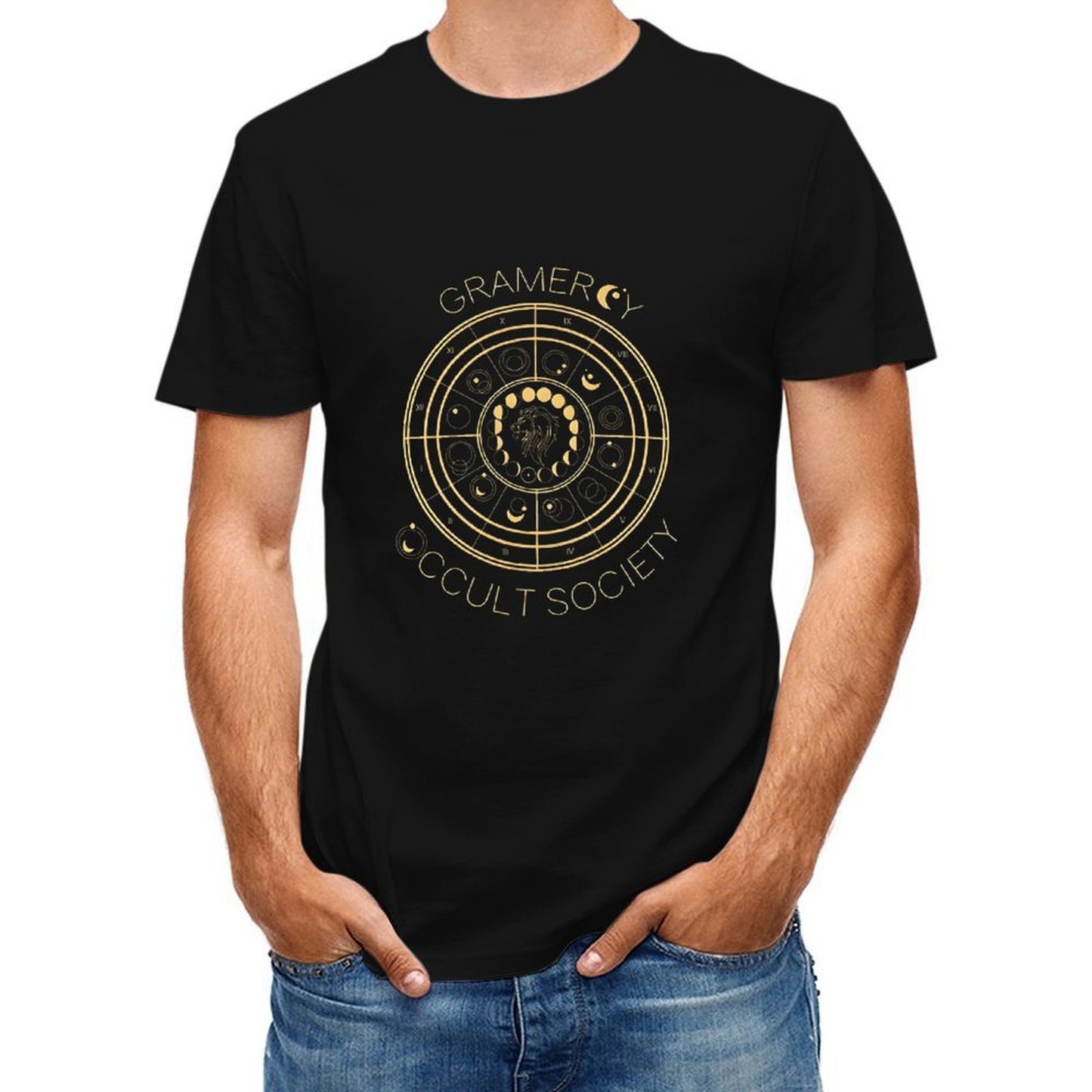 Inkmay Casual Cotton T-shirt Circular Design With Astrological Symbols Unisex T-shirtDesign-Your-Own Print-Ready T-Shirt