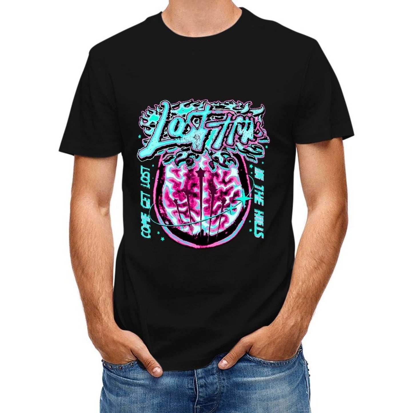 Inkmay Casual Cotton T-shirt Lost Minds Brain Art Print Design Unisex T-shirtSharp Print-Ready T-Shirt