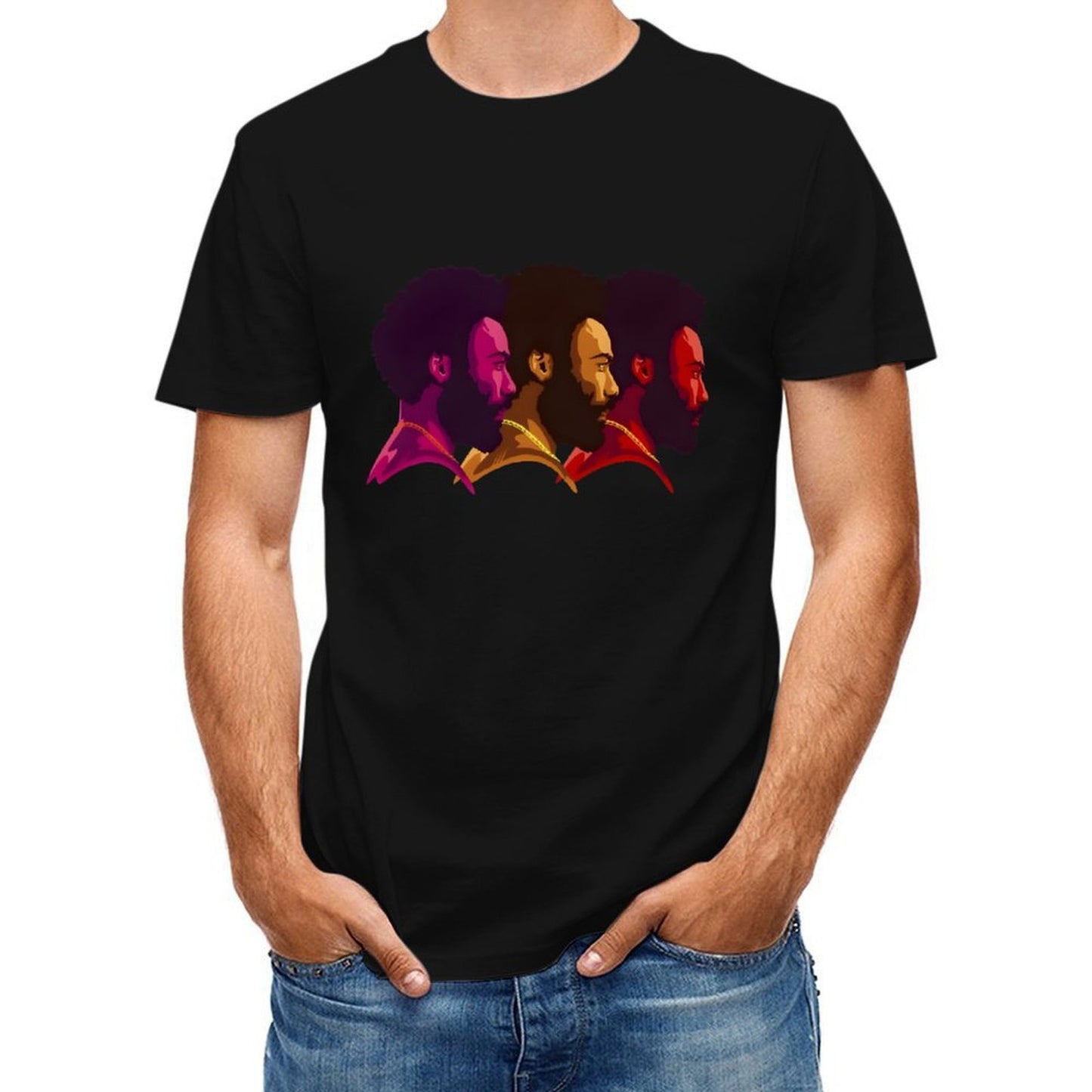 Inkmay Casual Cotton T-shirt Stylized Faces With Bold Colors Art Unisex T-shirtEasyWear Minimalist T-Shirt