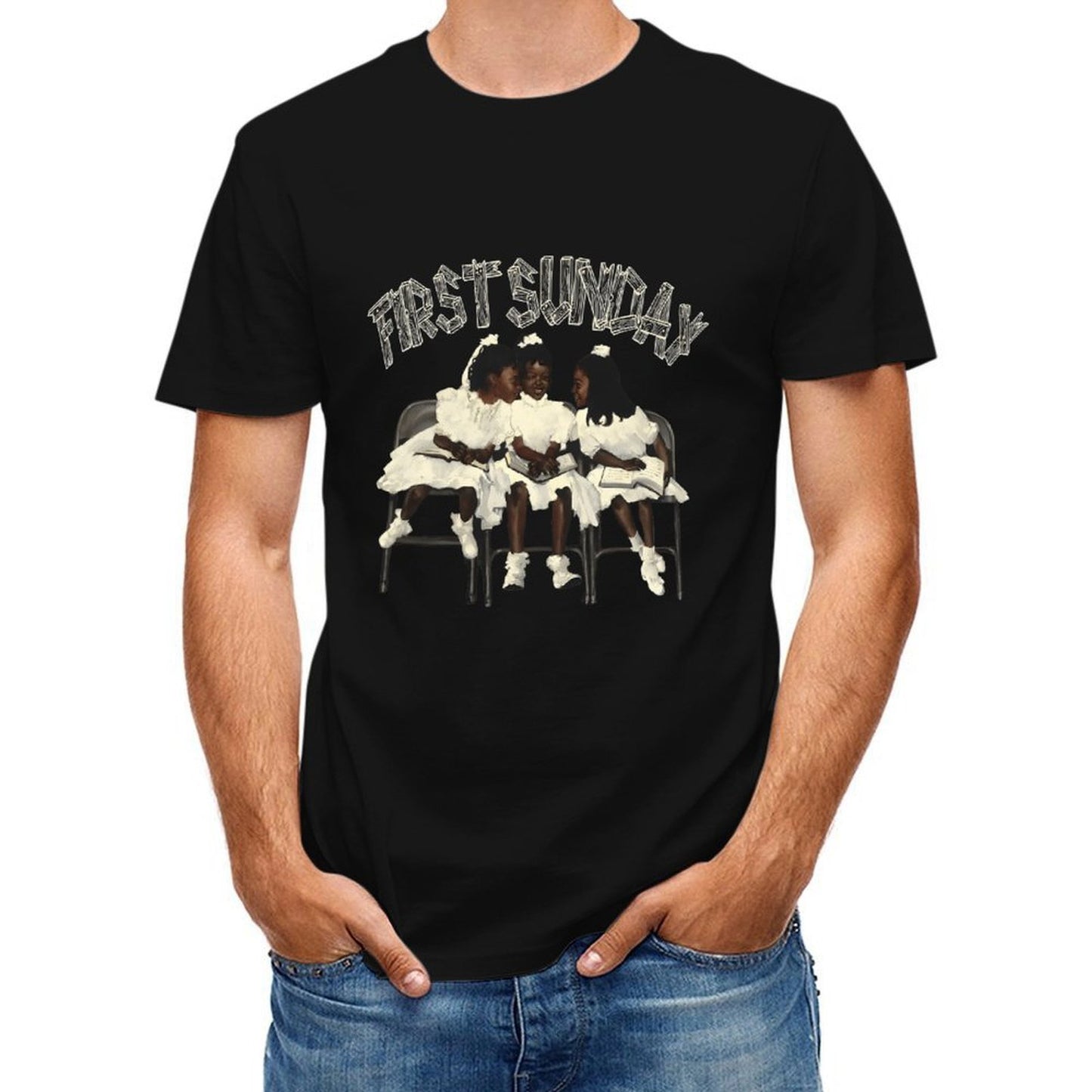 Inkmay Casual Cotton T-shirt First Sunday Girls In White Dresses Unisex T-shirtAllDay EasyWear T-Shirt