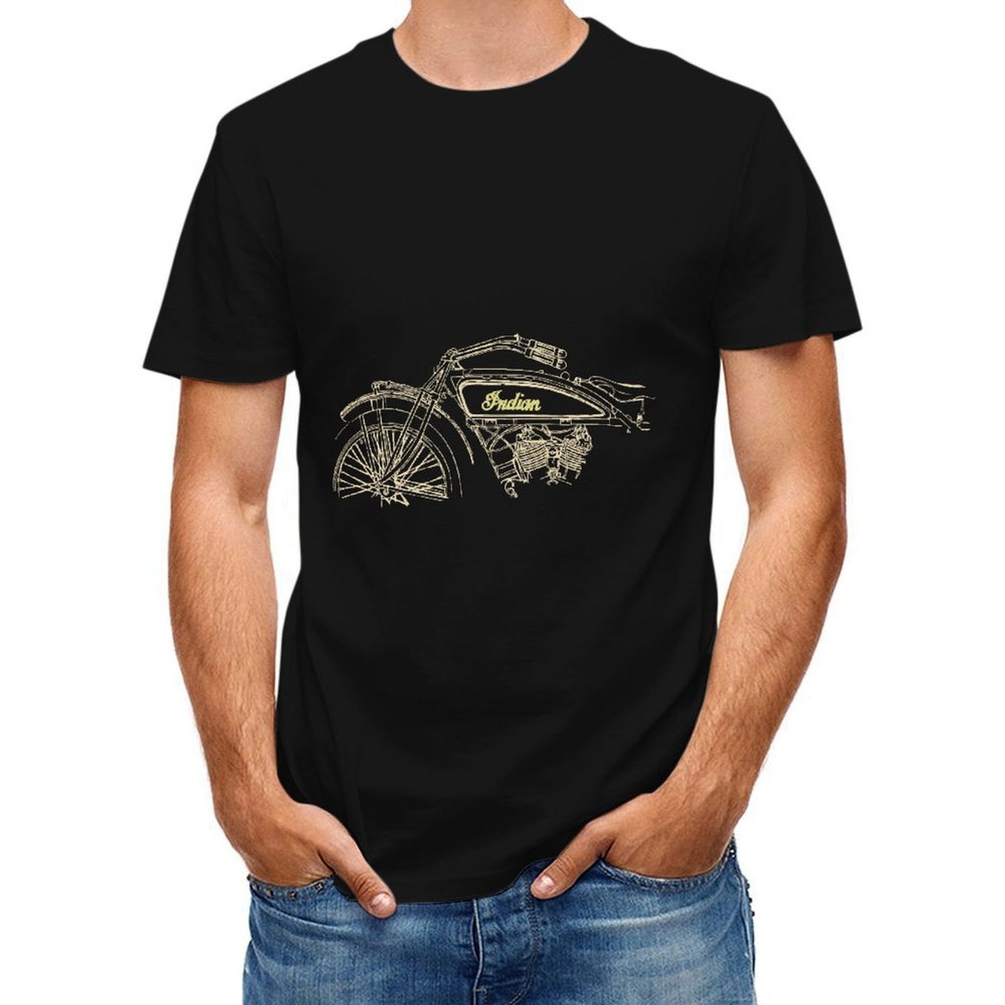 Inkmay Casual Cotton T-shirt Simple Sky With Cloud Pattern Design Unisex T-shirtDaily Indoor T-Shirt