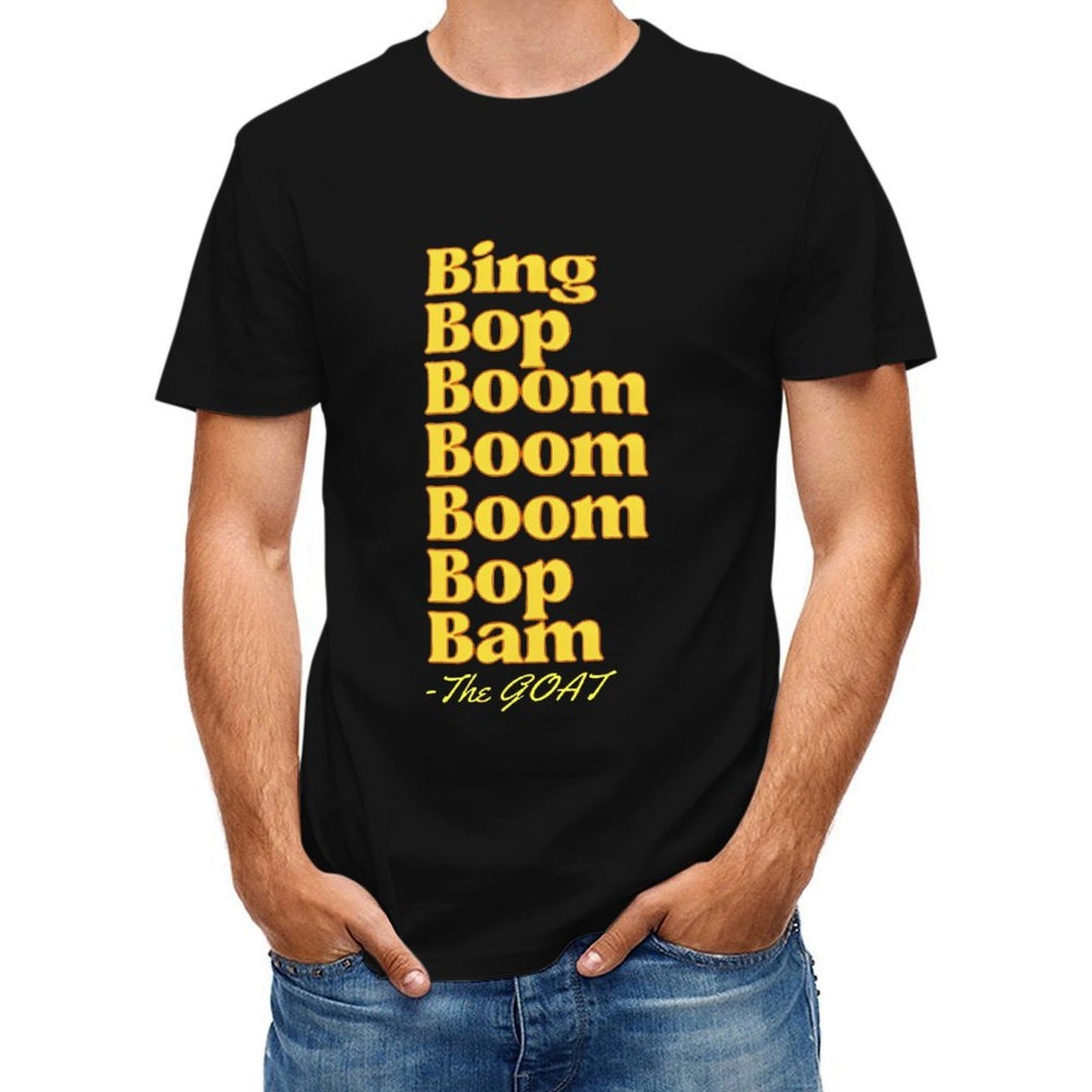 Inkmay Casual Cotton T-shirt Bing Bop Boom Pattern Print Design Unisex T-shirt