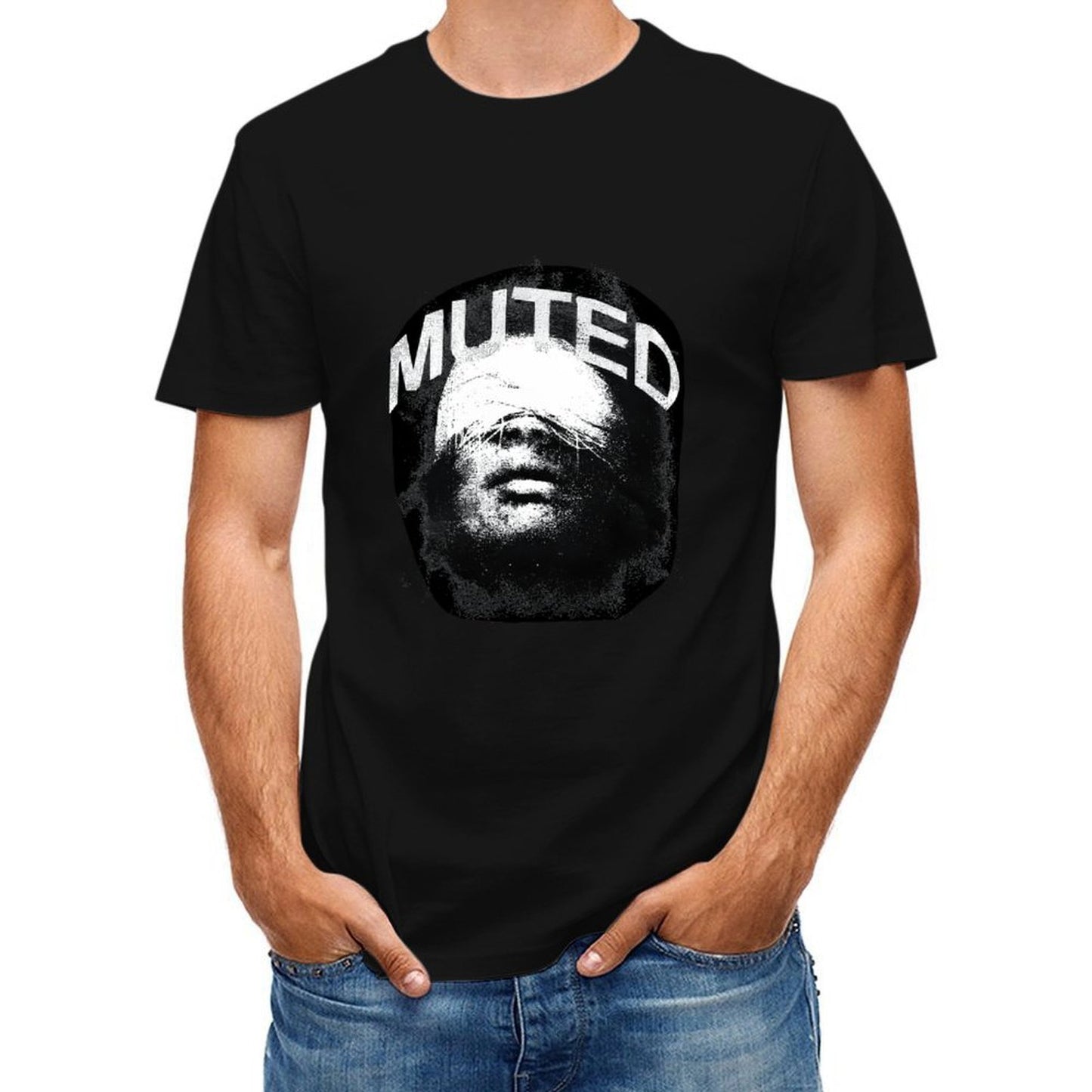 Inkmay Casual Cotton T-shirt Muted Face Art Print Bold Design Unisex T-shirtMinimalist Performance T-Shirt