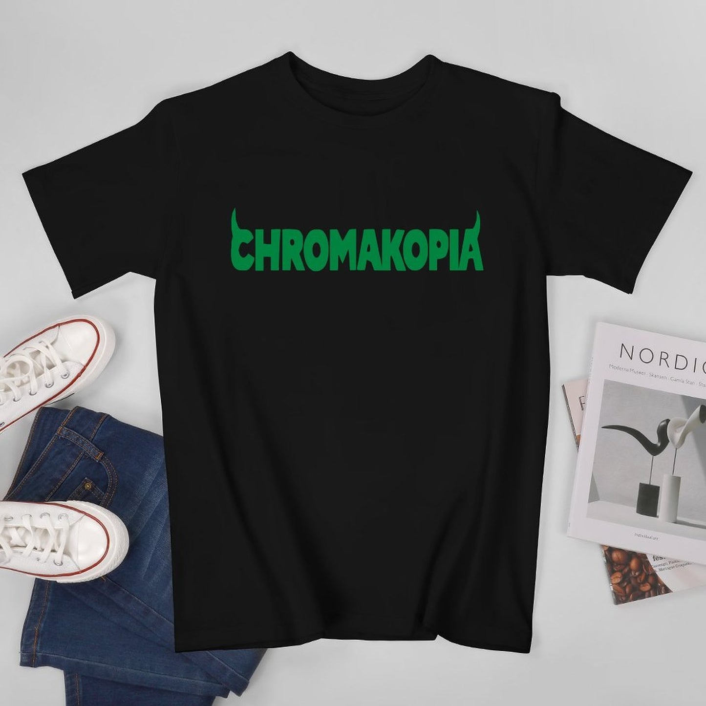 Inkmay Casual Cotton T-shirt Solid Green Background No Pattern Prints Unisex T-shirt