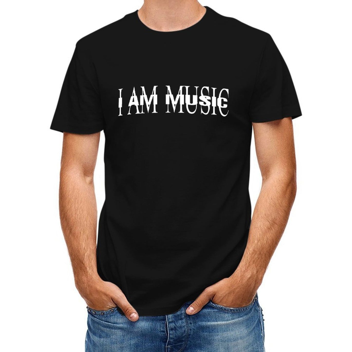 Inkmay Casual Cotton T-shirt I Am Music Bold White Letters Unisex T-shirtAllSeason ActiveWear T-Shirt