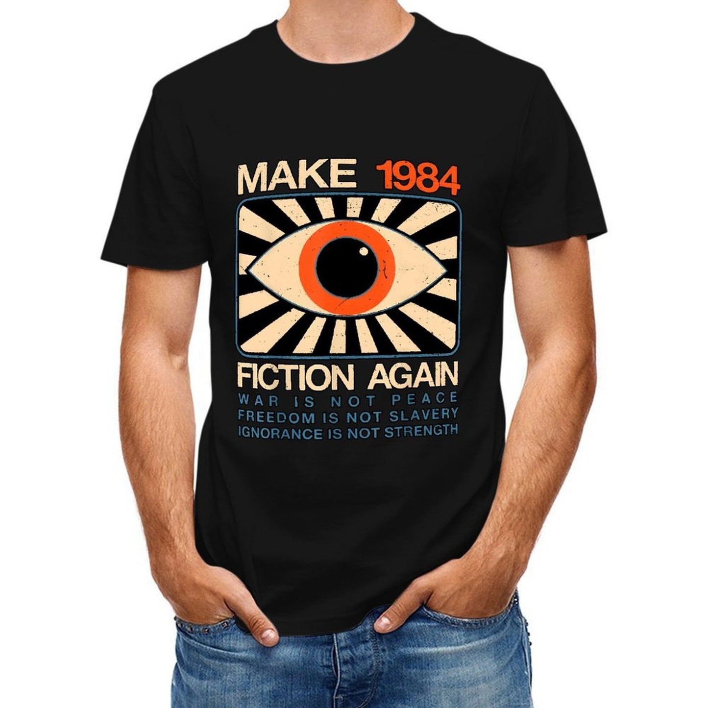 Inkmay Casual Cotton T-shirt Make 1984 Fiction Again War Unisex T-shirtFade-Resistant PremiumSeries T-Shirt
