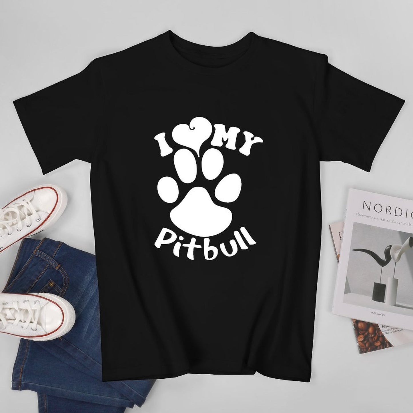 Inkmay Casual Cotton T-shirt Paw Print With I Love My Unisex T-shirtAllDay AllSeason T-Shirt