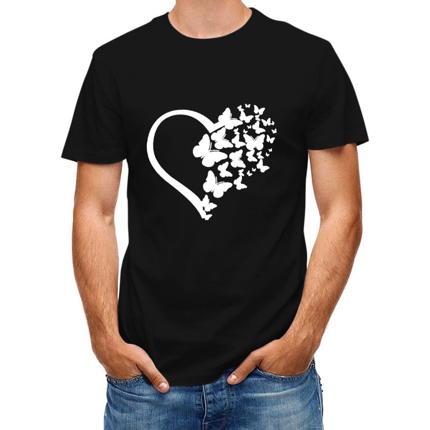 Inkmay Casual Cotton T-shirt Abstract Floral Design With Geometric Elements Unisex T-shirtFundraising LifestyleLine T-Shirt