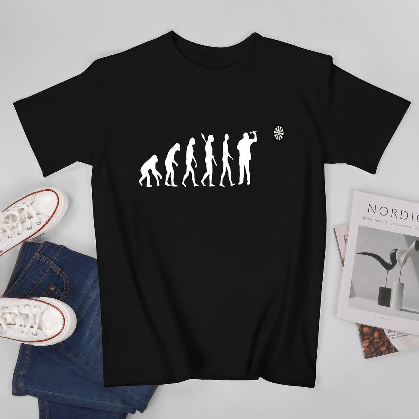 Inkmay Casual Cotton T-shirt Evolution Progression To Dart Throwing Unisex T-shirtClassic Made-to-Order T-Shirt