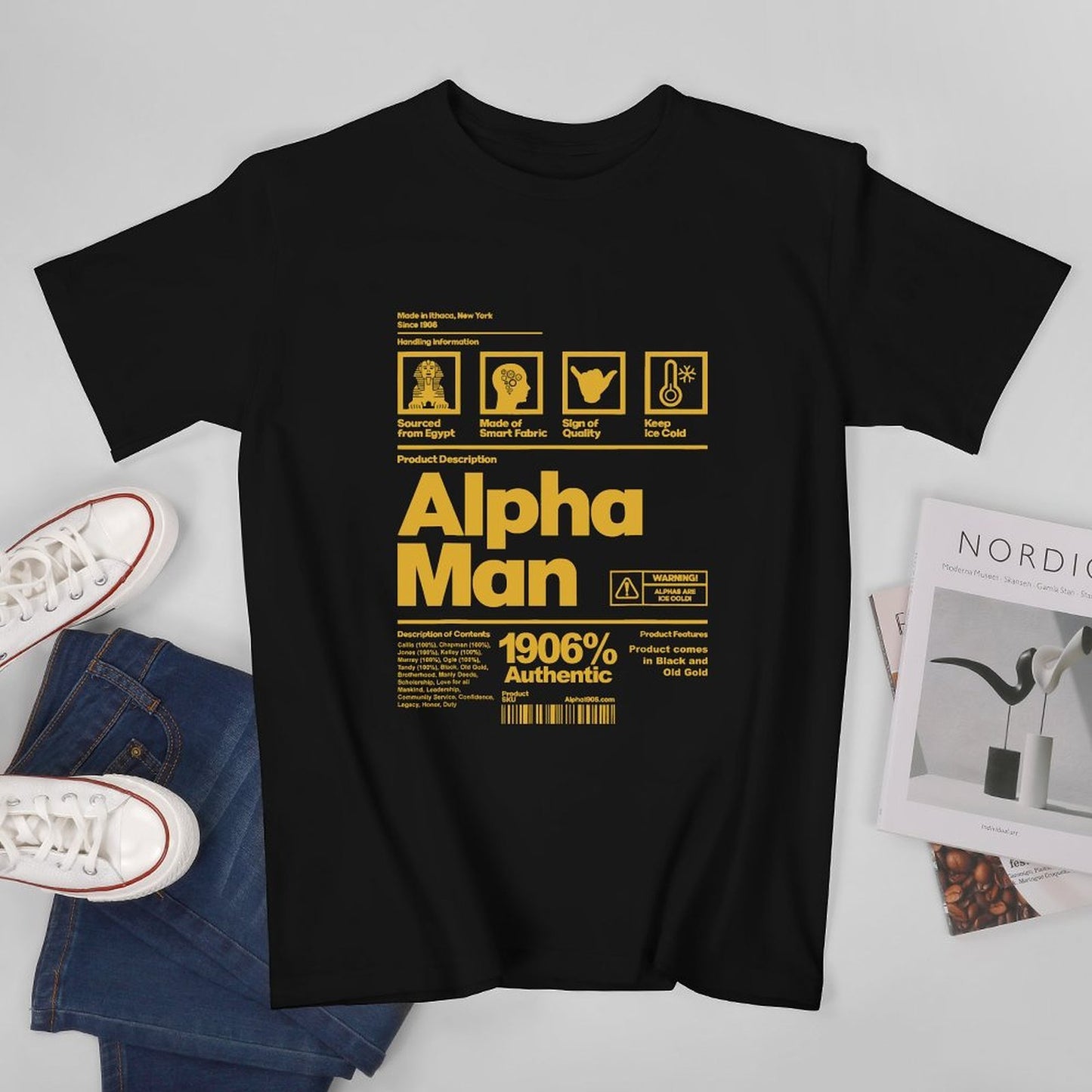 Inkmay Casual Cotton T-shirt Abstract Geometric Shapes On Yellow Background Unisex T-shirtUltra Durable Premium T-Shirt