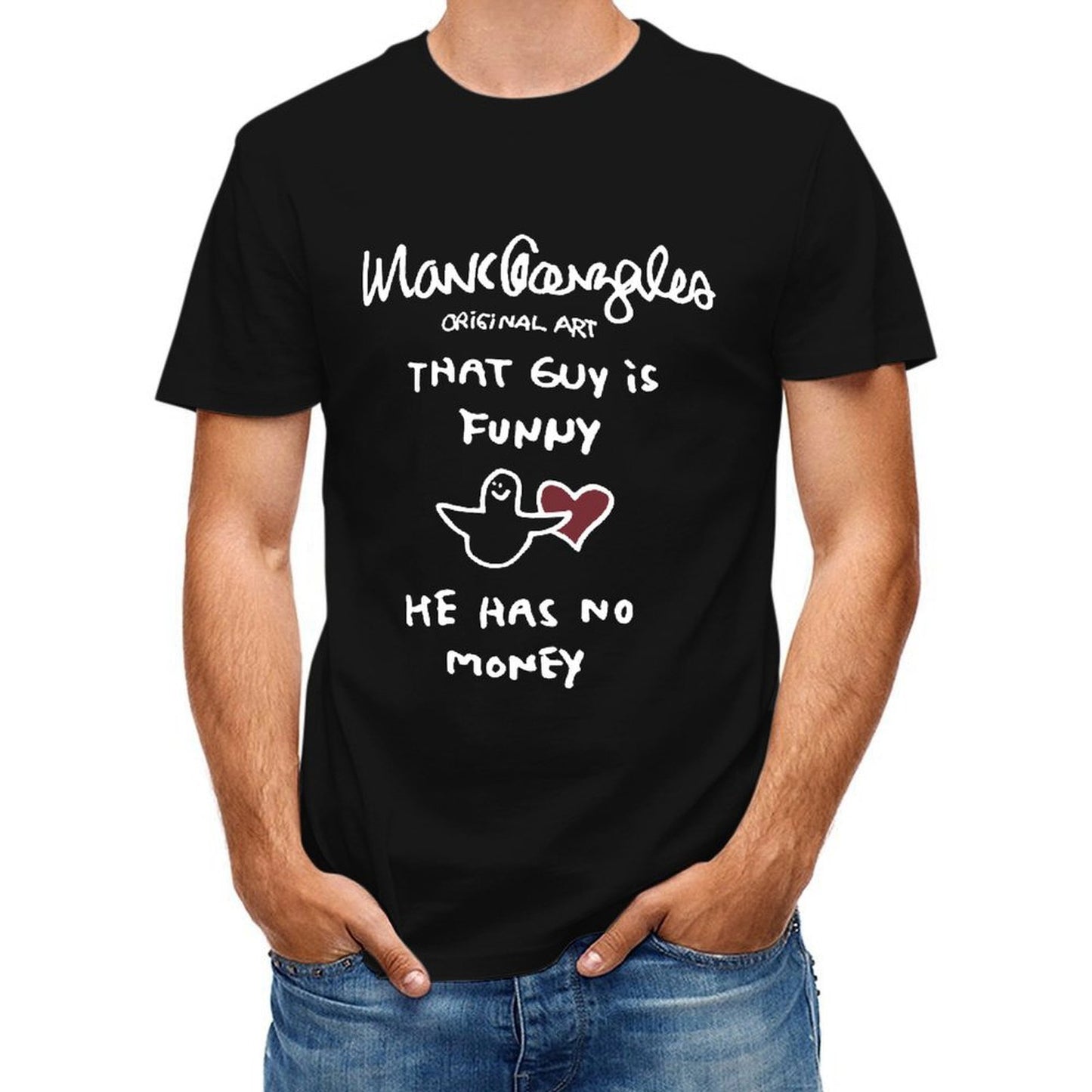 Inkmay Casual Cotton T-shirt Heart Shape Print On White Background Unisex T-shirtBold Double-Stitched T-Shirt