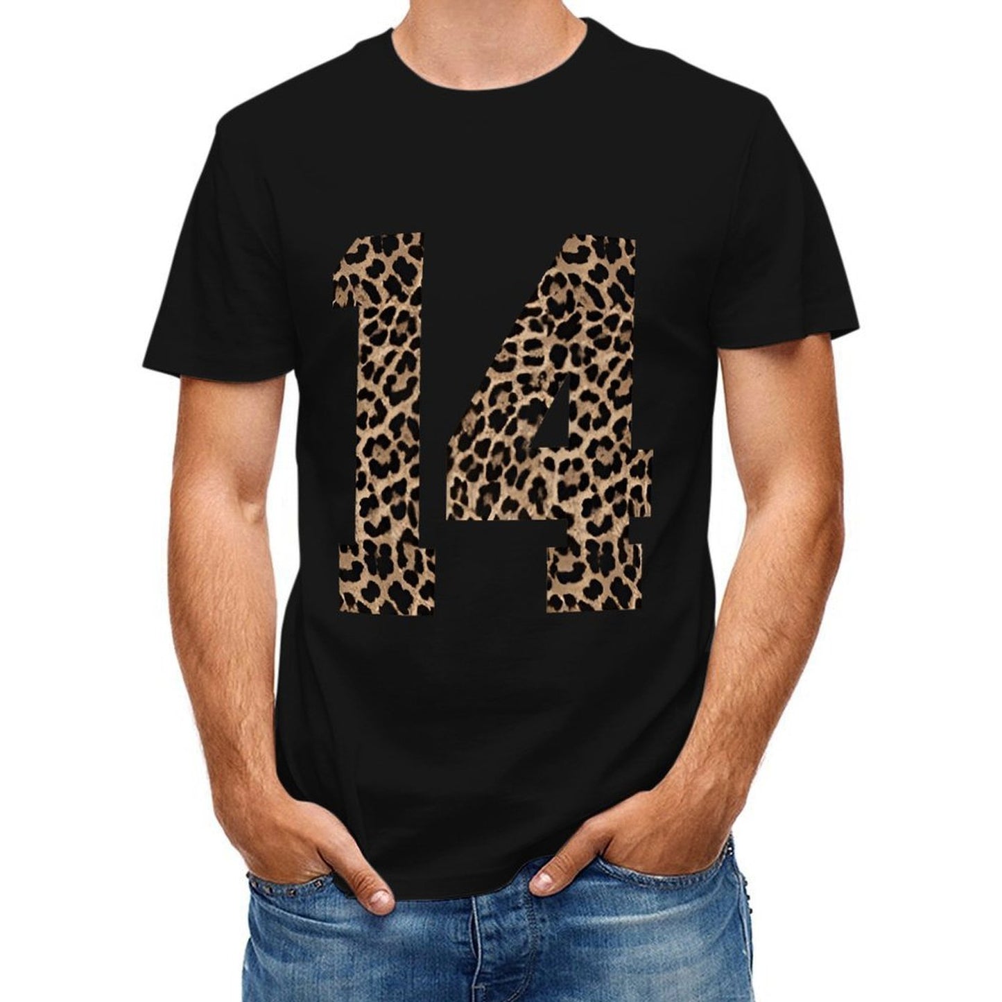 Inkmay Casual Cotton T-shirt Leopard Print Pattern On Fabric Unisex T-shirtOn-Demand Made-to-Order T-Shirt