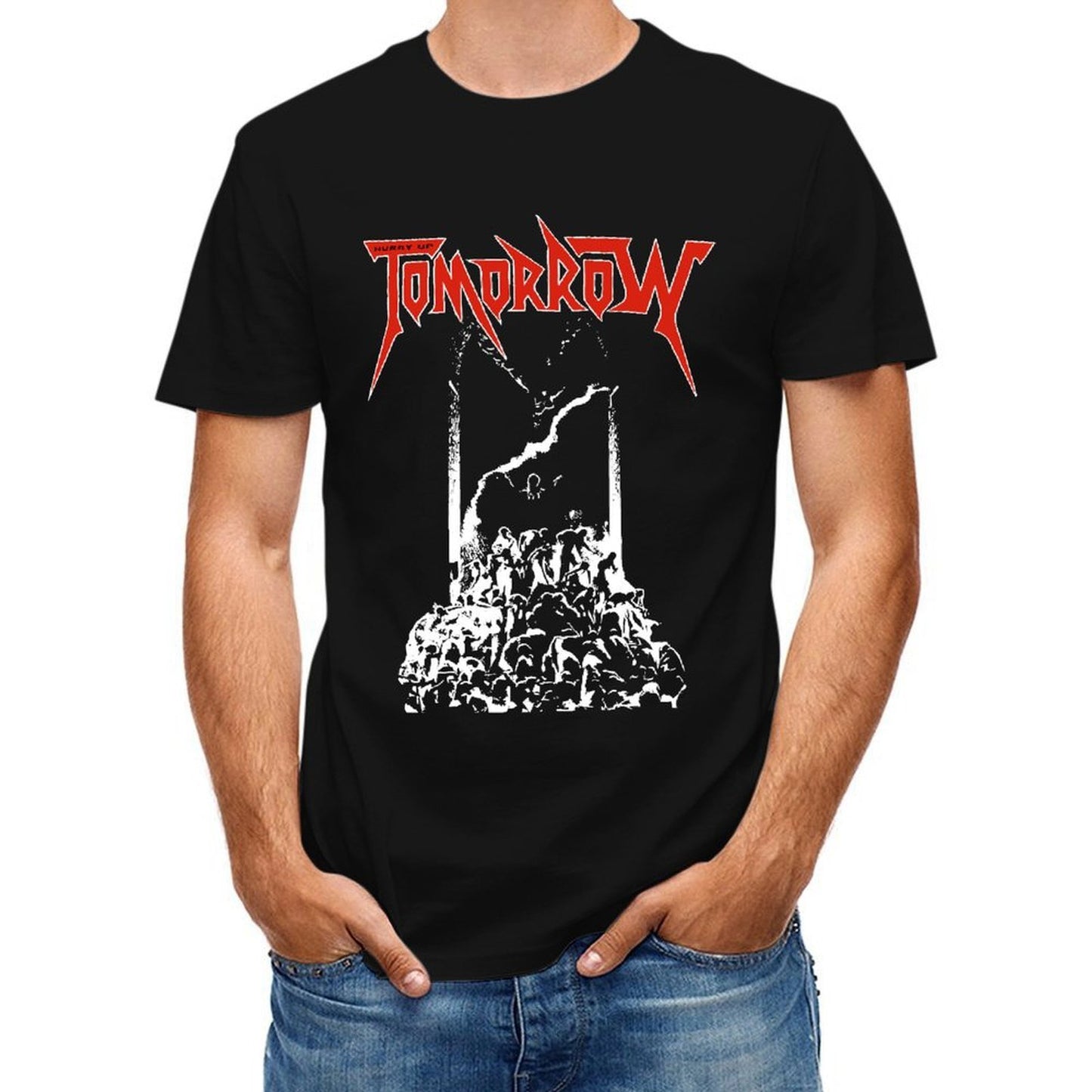 Inkmay Casual Cotton T-shirt Red Text On White Background Design Unisex T-shirtStreetStyle Crewneck T-Shirt