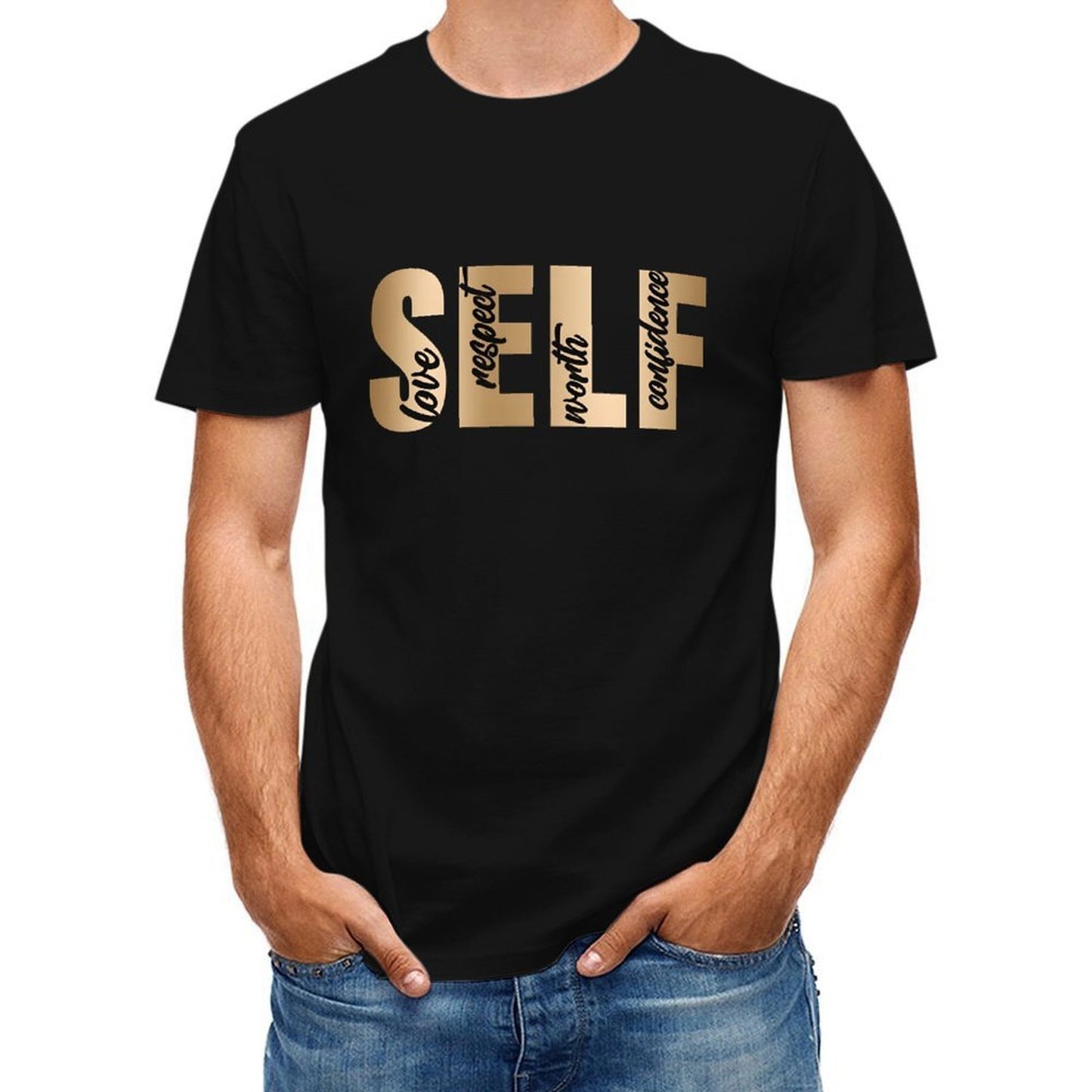 Inkmay Casual Cotton T-shirt Self Love Respect Worth Confidence Art Unisex T-shirtLifestyle Moisture-Wicking T-Shirt