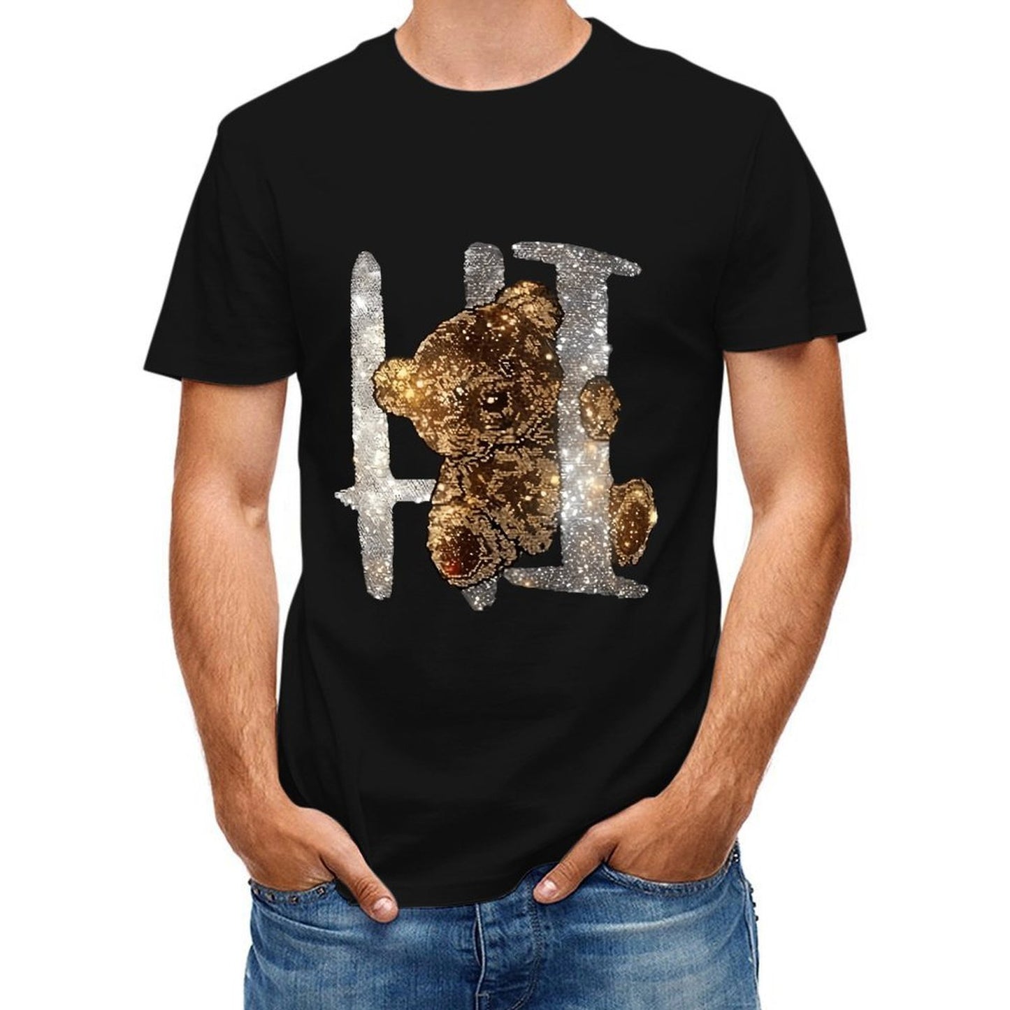 Inkmay Casual Cotton T-shirt Golden Abstract Design With Sparkling Elements Unisex T-shirtPure Moisture-Wicking T-Shirt