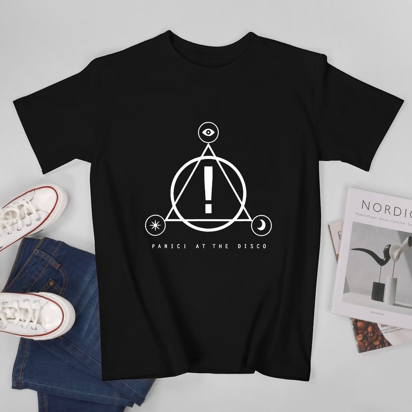 Inkmay Casual Cotton T-shirt Geometric Design With Circular Elements And Unisex T-shirtHigh-Quality Vibrant Colors T-Shirt
