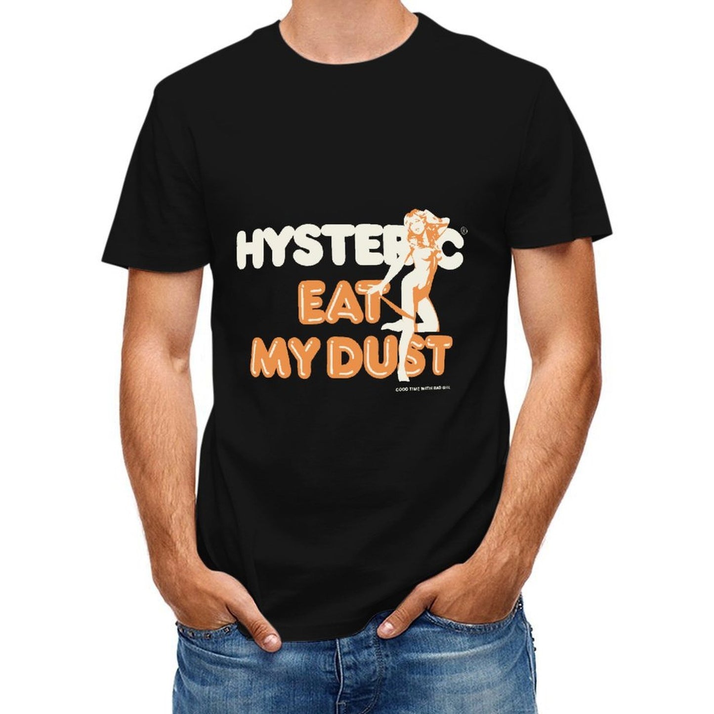 Inkmay Casual Cotton T-shirt Eat My Dust Orange Background Design Unisex T-shirtTrueFit Lifestyle T-Shirt