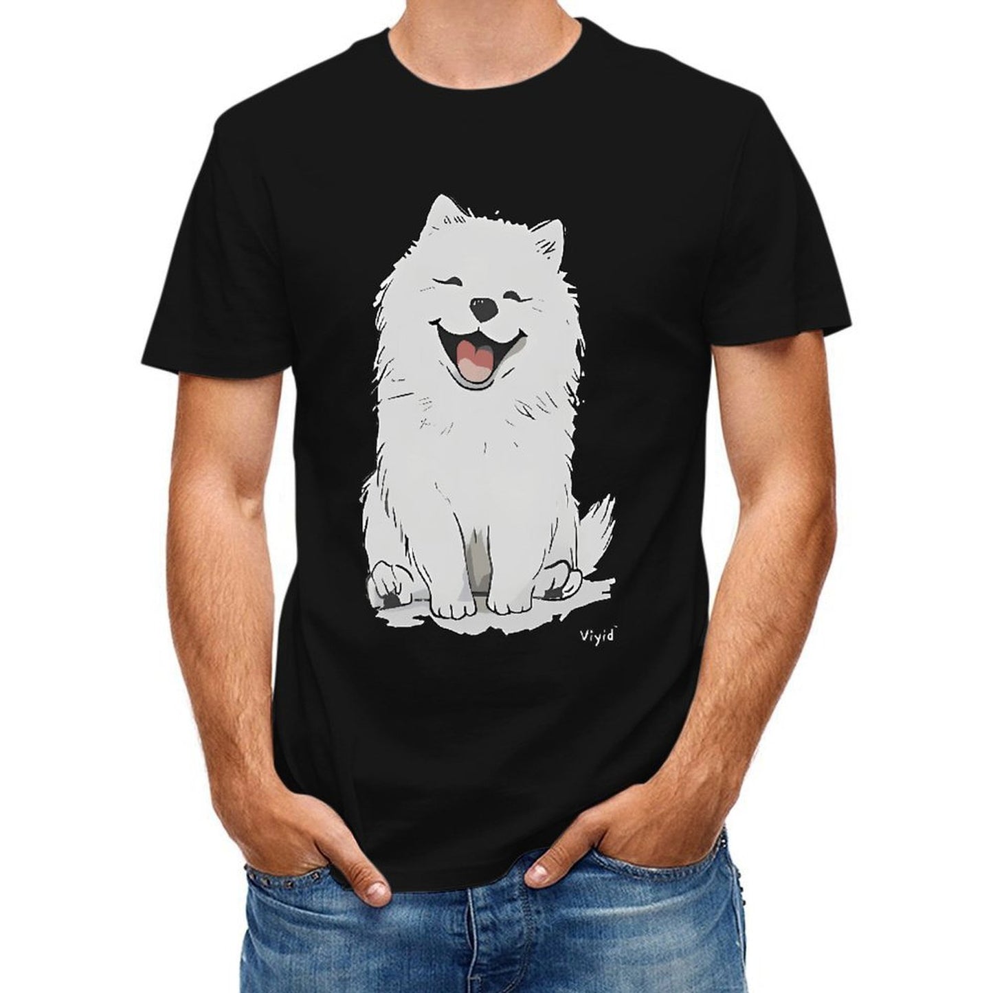 inkmay-casual-cotton-t-shirt-happy-white-dog-with-smiling-face-unisex-t-shirt