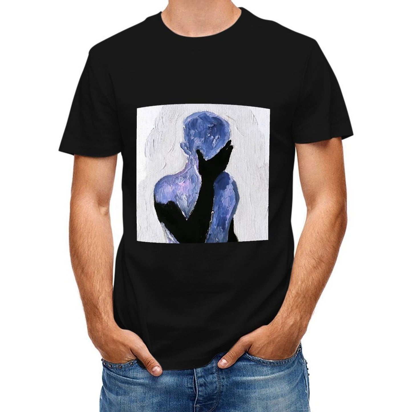 Inkmay Casual Cotton T-shirt Abstract Art With Blue Shadows Unisex T-shirtNeat Crisp Print T-Shirt