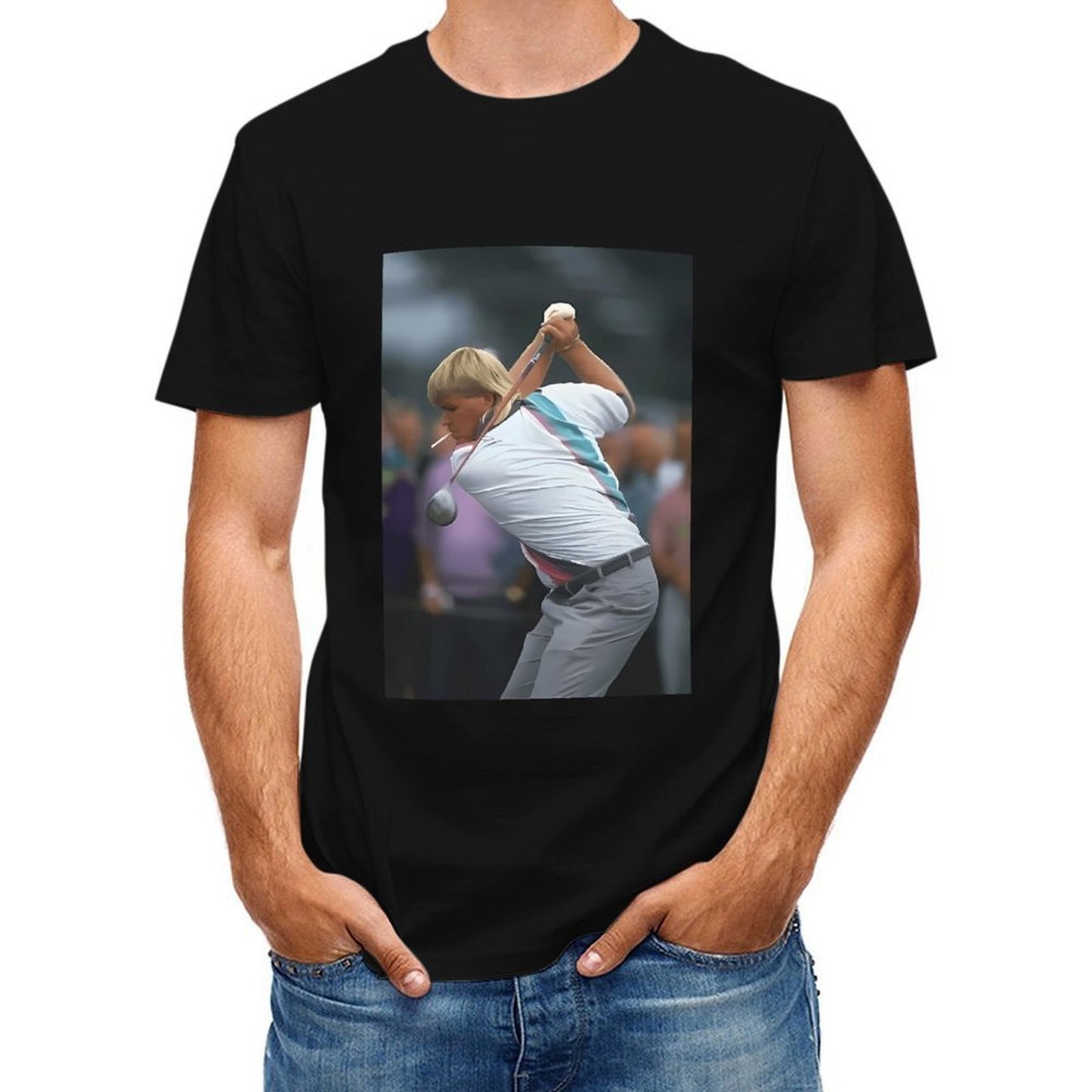 Inkmay Casual Cotton T-shirt Golf Player Swinging Club Boldly Unisex T-shirtClassicSeries StreetStyle T-Shirt