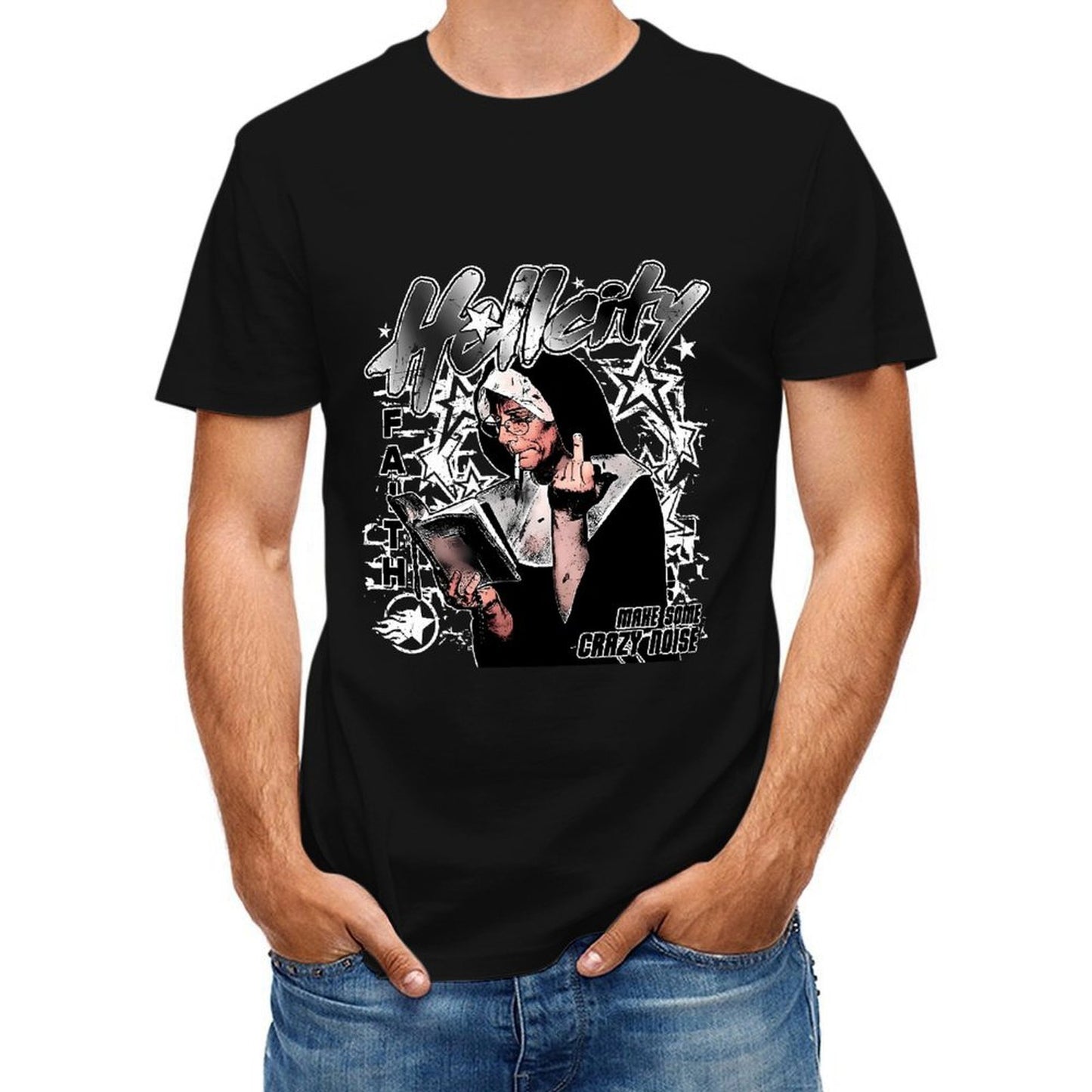 Inkmay Casual Cotton T-shirt Hellcity Faith Make Some Crazy Noise Unisex T-shirtPremiumSeries Casual T-Shirt