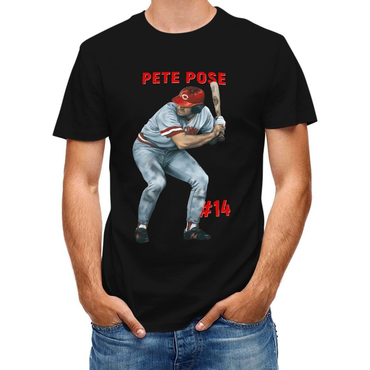 Inkmay Casual Cotton T-shirt Baseball Player In Gray Uniform Holding Unisex T-shirtIndoor Relaxed Fit T-Shirt