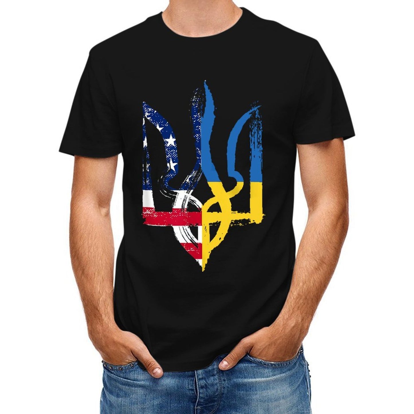 Inkmay Casual Cotton T-shirt Abstract Flag Fusion Artwork Design Elements Unisex T-shirtSignature Plain T-Shirt