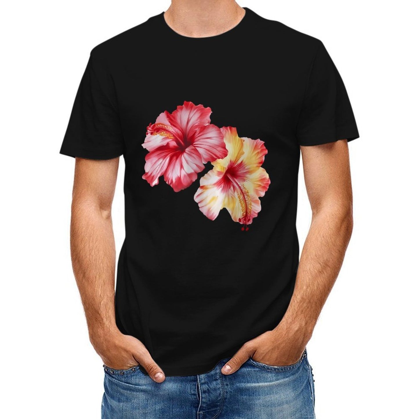 Inkmay Casual Cotton T-shirt Vibrant Floral Design With Bold Colors Unisex T-shirtSharp ClassicLine T-Shirt